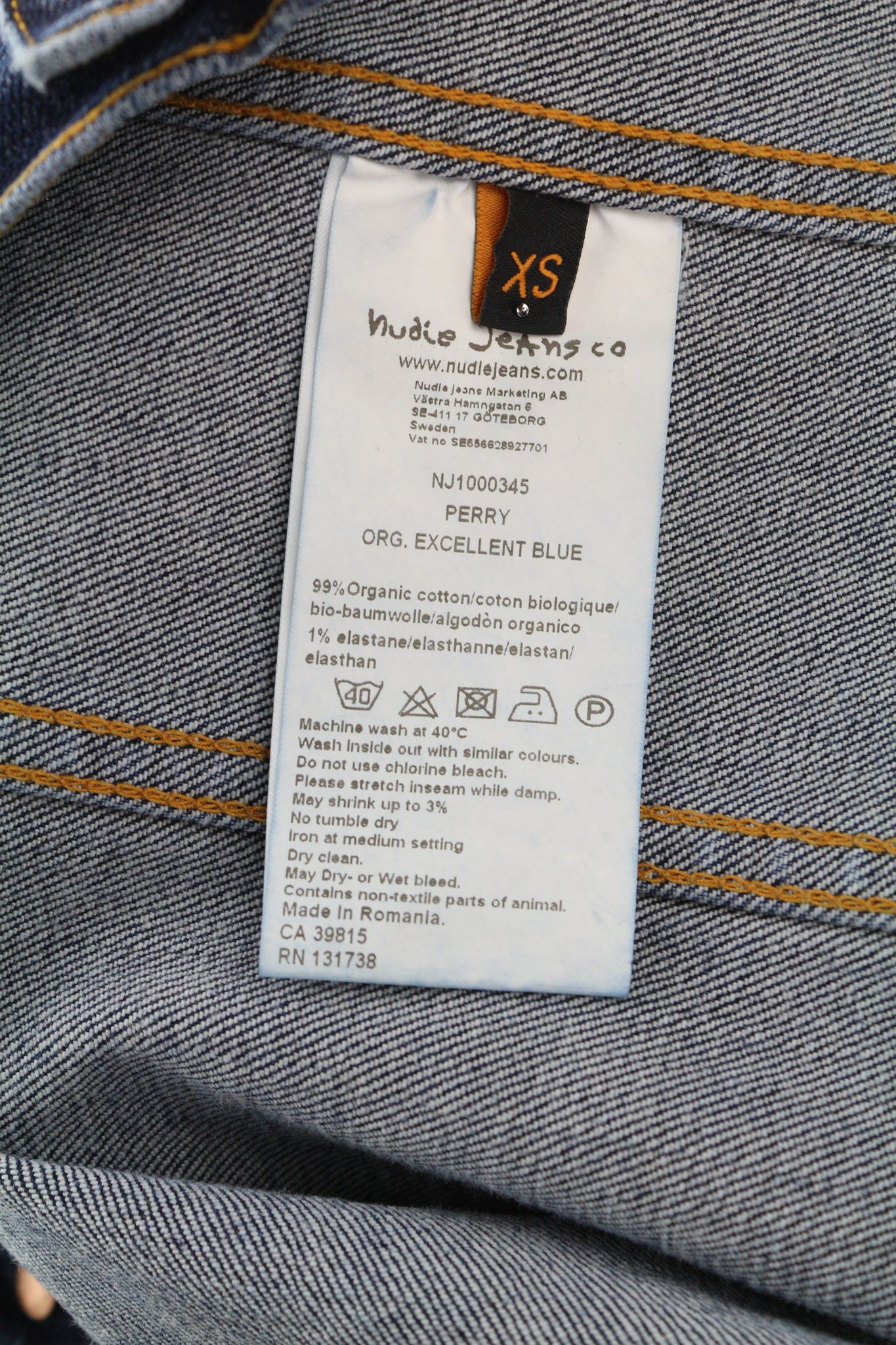Nudie Jeans PERRY EXCELLENT BLUE XS Denim Washed Stretch Jacket 80807 Size US XS / EU 42 / 0 - 7 Thumbnail