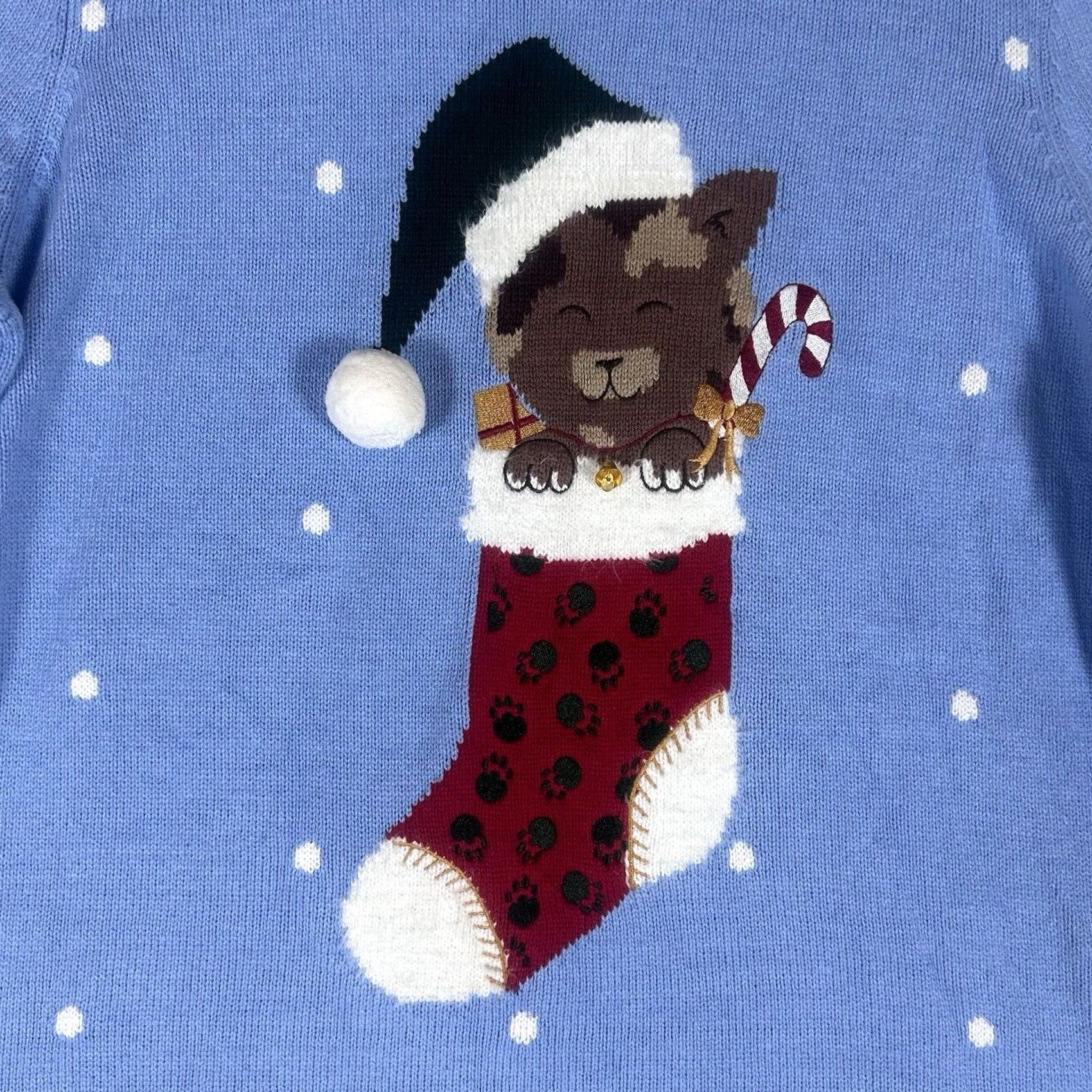 Vintage VINTAGE Ugly Christmas Sweater Womens XL Blue Stocking Kitten Snow Flakes Breckenridge Size XL / US 12-14 / IT 48-50 - 2 Thumbnail