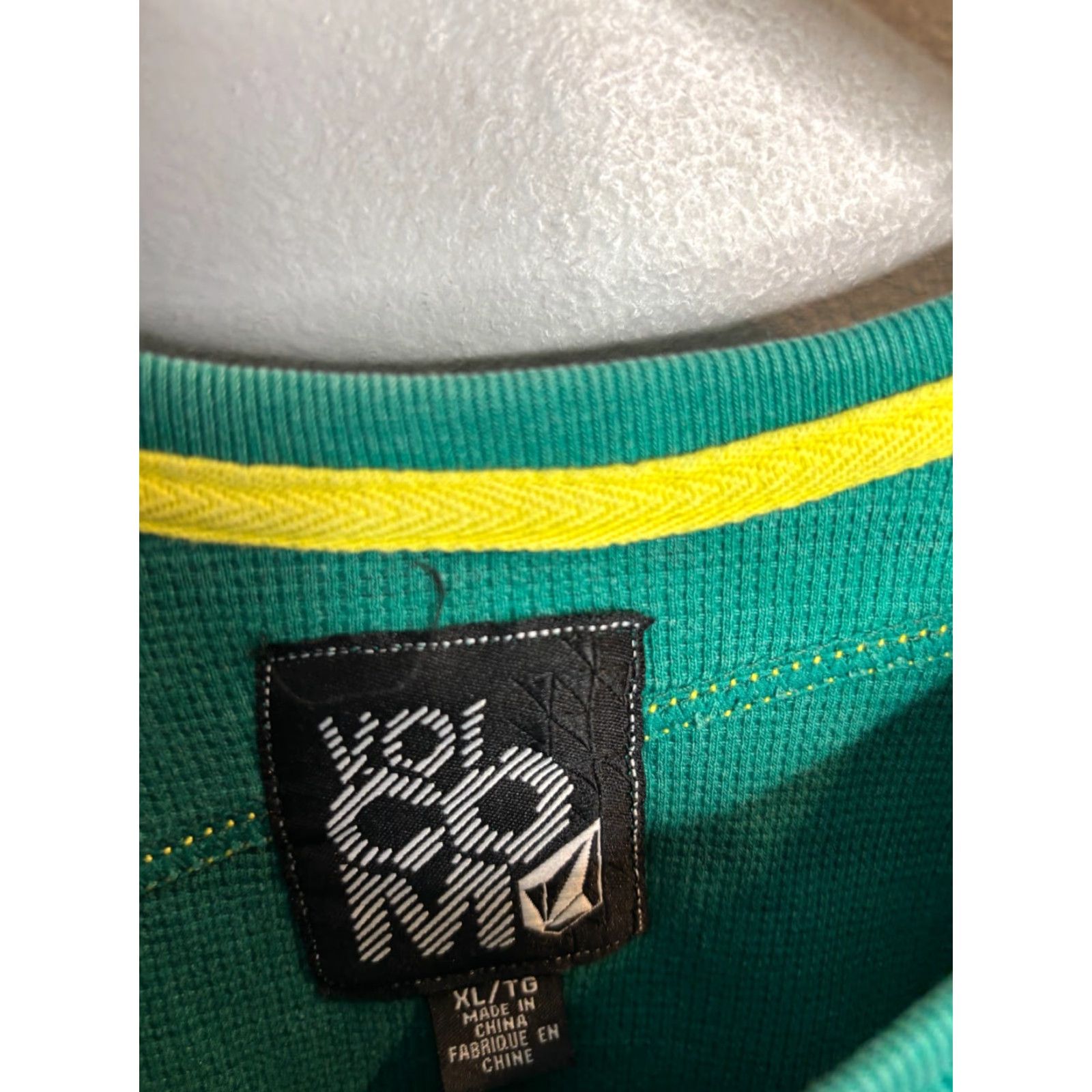 Volcom Volcom T-Shirt Thermal Long Sleeve Striped Waffle Knit Skull Vintage XL Green Mens Size US XL / EU 56 / 4 - 3 Thumbnail