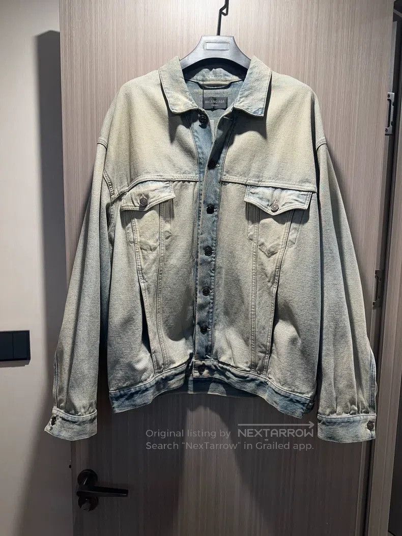 Balenciaga Balenciaga Distressed Logo Patch Single-Breasted Denim Jac Size US M / EU 48-50 / 2 - 1 Thumbnail