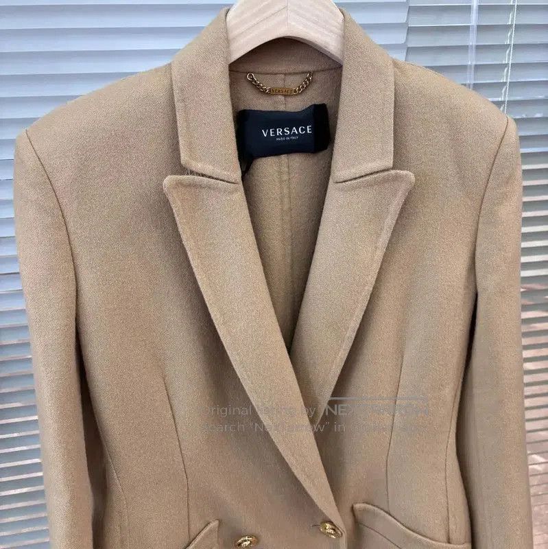 Versace Versace Winter Wool Long Coat in Khaki . Size L / US 10 / IT 46 - 2 Thumbnail