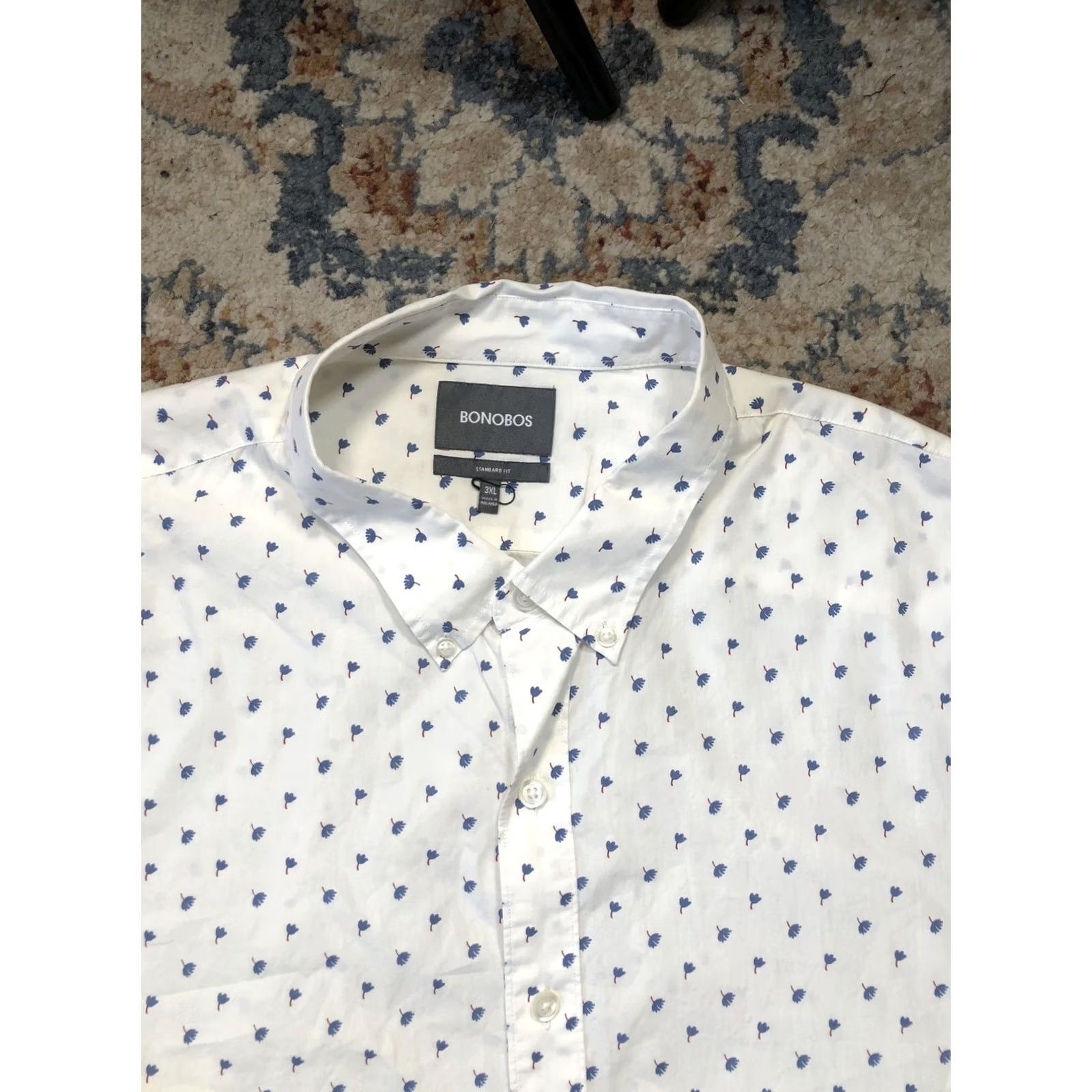 Bonobos Bonobos Shirt Mens 3XL White Floral Print Button-Down Long Sleeve Casual Size US XXL / EU 58 / 5 - 2 Thumbnail