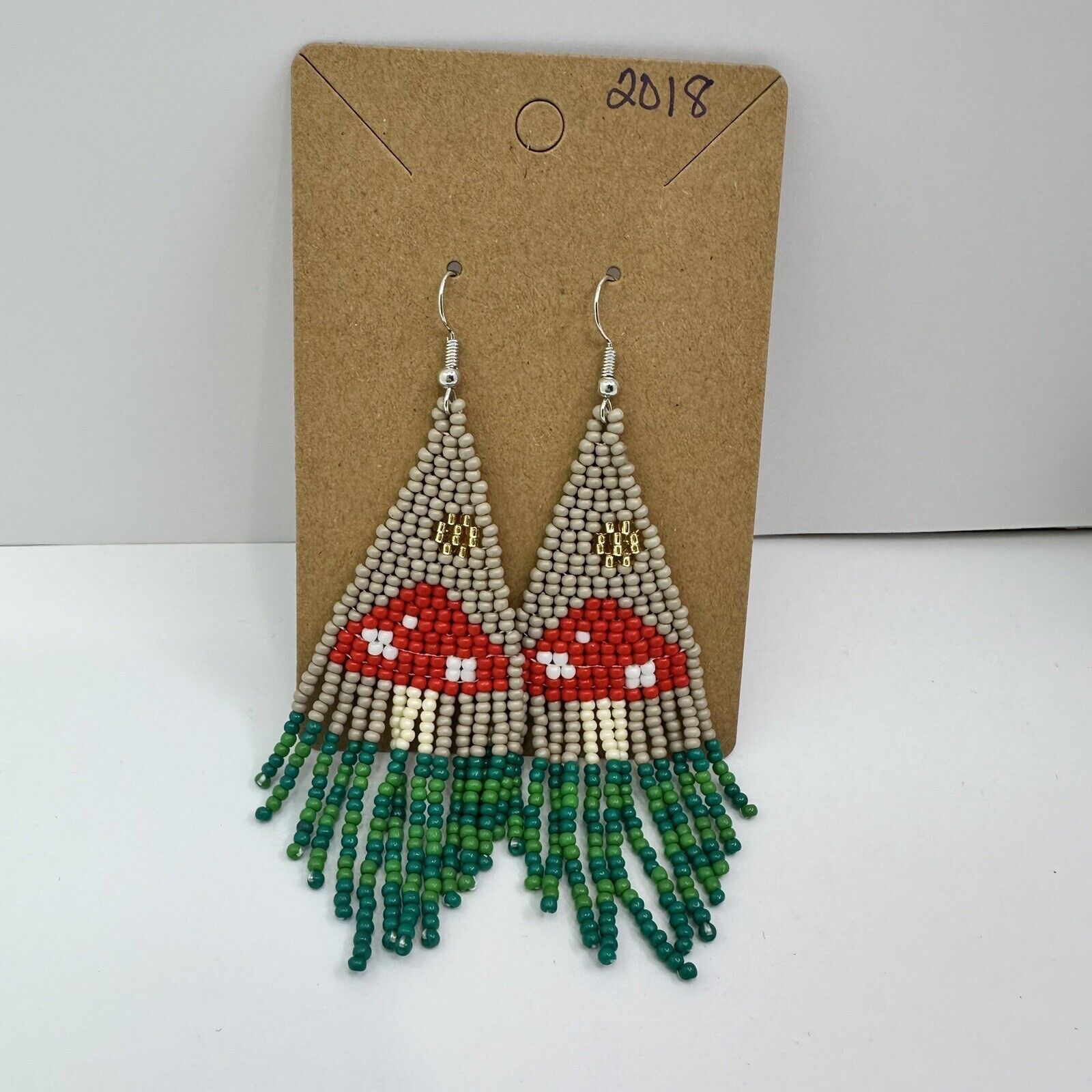 Other Aminata Mushrooms Seed Beaded Dangling Hook Earrings New Size ONE SIZE - 3 Thumbnail