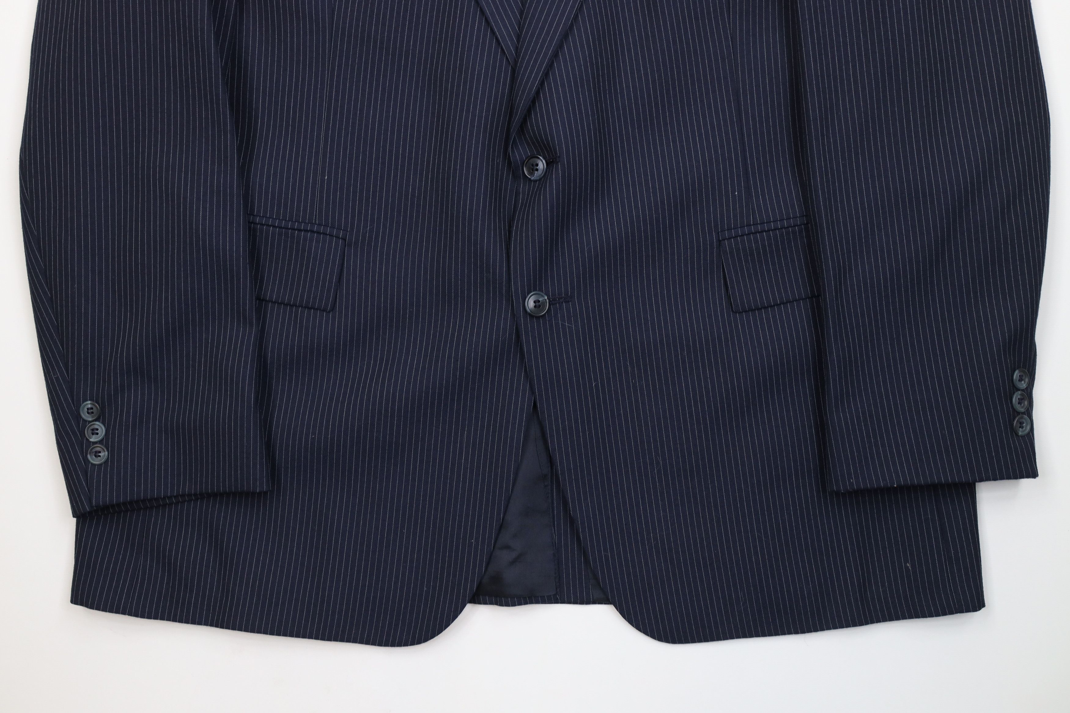 Vintage Vintage 70s Streetwear 3 Piece Pinstriped Suit Wedding Size 46L - 3 Thumbnail