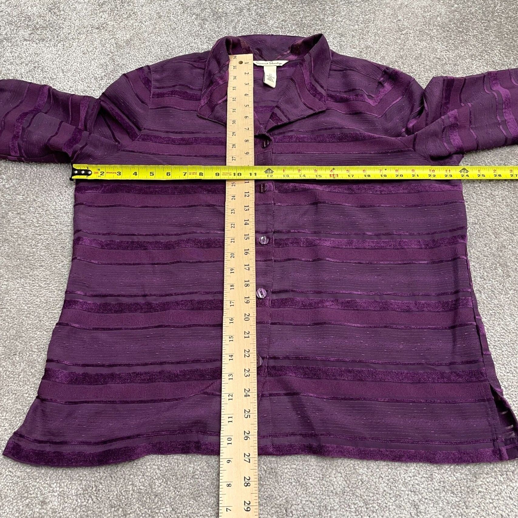 Vintage French Laundry Button Down Shirt Womens XL Purple Striped 3/4 Sleeve Blouse Work Size XL / US 12-14 / IT 48-50 - 6 Thumbnail