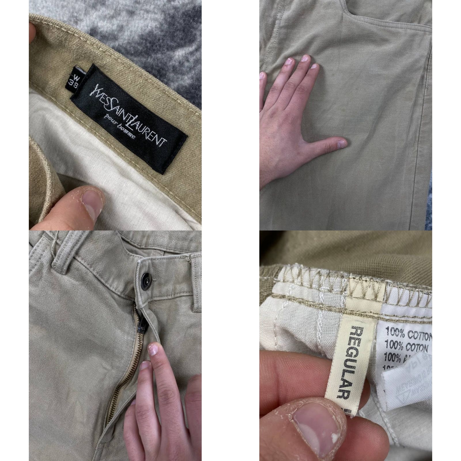 Yves Saint Laurent VINTAGE Yves Saint Laurent Big Logo Pants Men 38 Beige 90s by Saint Laurent Pant Chino Pockets Slim Regular Men Size US 38 / EU 54 - 10 Thumbnail