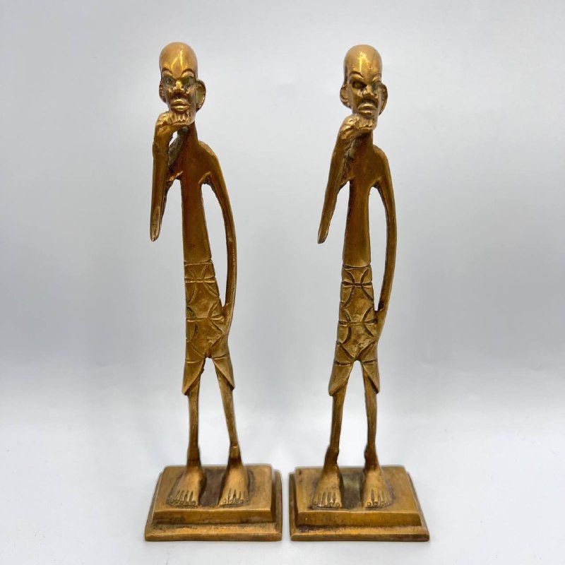 Vintage Vintage Bronze African Men Figurines Ethnic Tribal Art Size ONE SIZE - 2 Thumbnail