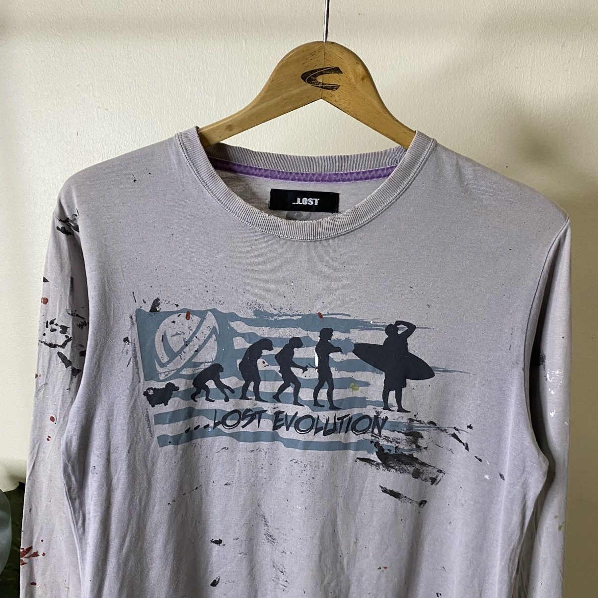 Lost Enterprises Vintage Y2K Lost Surf Skate Paint Splattered LS Tee Size US M / EU 48-50 / 2 - 2 Thumbnail