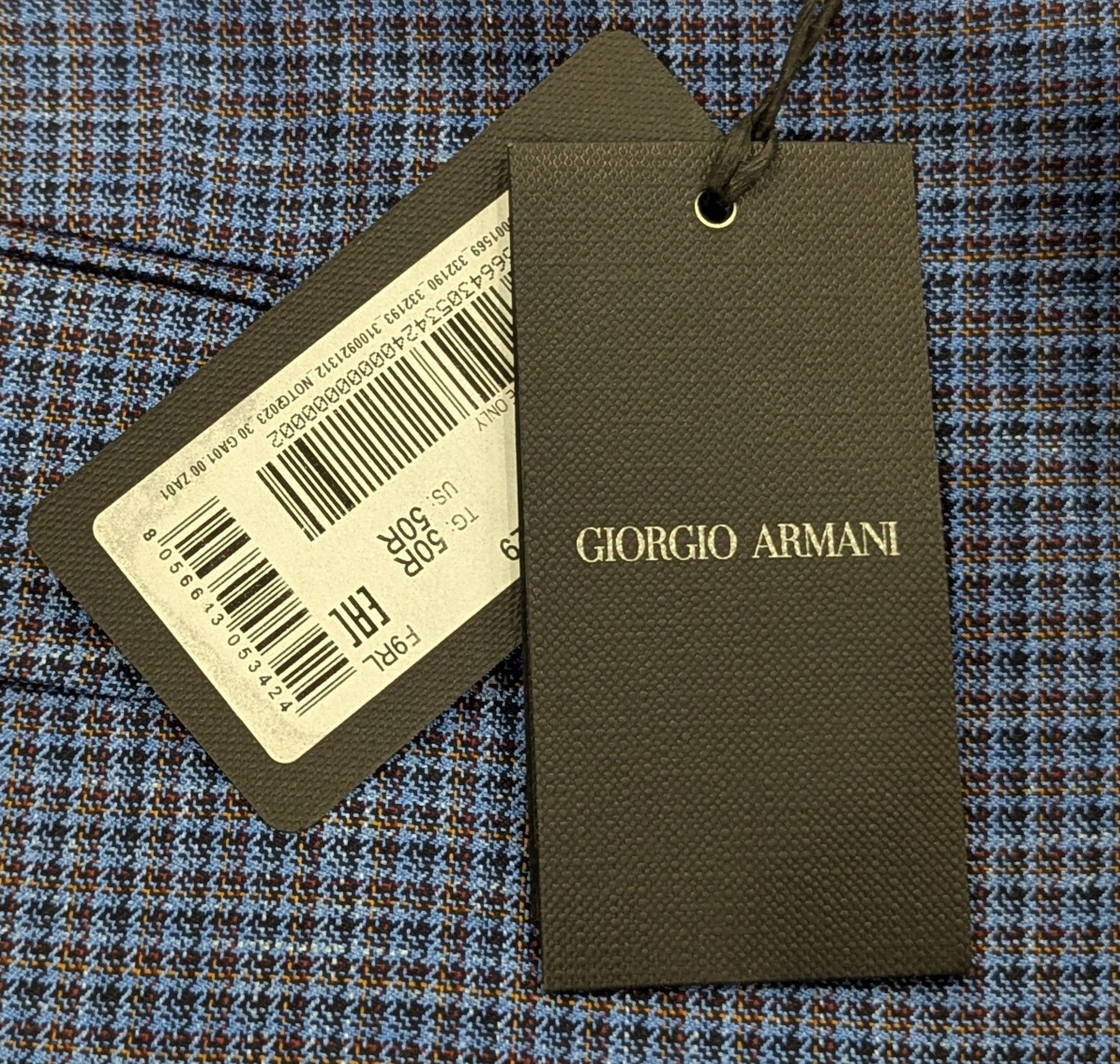 Giorgio Armani GIORGIO ARMANI Wool/Silk/Linen Check Blazer Blue 50 US 40R Size 40R - 9 Thumbnail