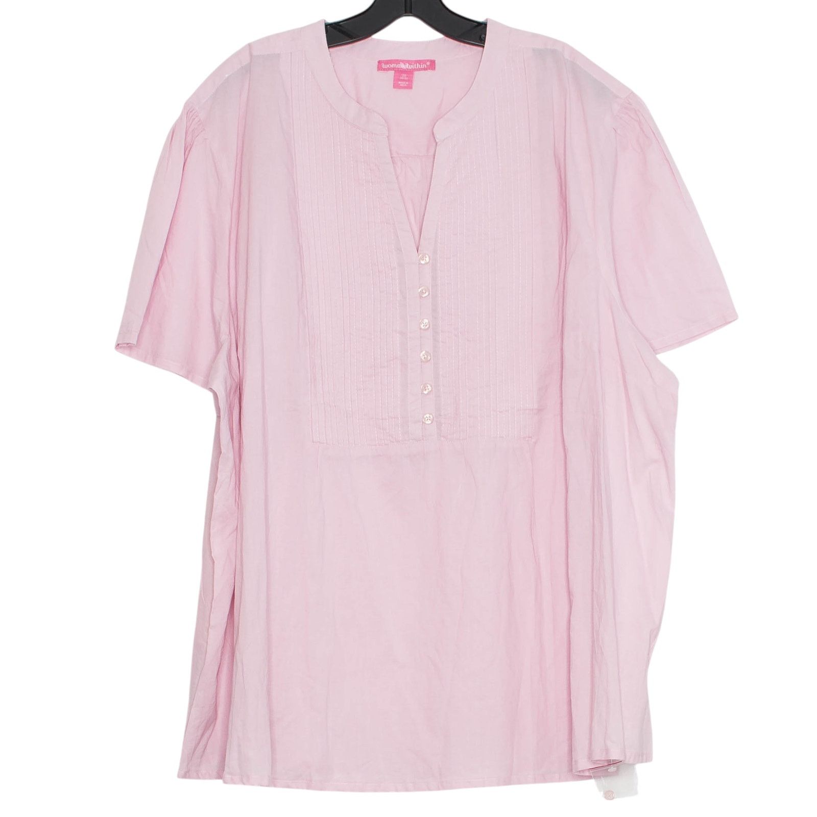 Other NEW Woman Within Top Plus Size 3X Pink Pintuck Lightweight Size 3XL / US 20-22 - 2 Thumbnail