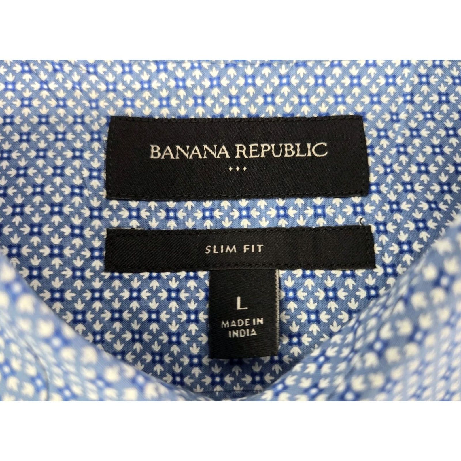 Banana Republic Banana Republic Mens Slim Fit Short Sleeve Button Up Blue Shirt Size L Size US L / EU 52-54 / 3 - 2 Thumbnail