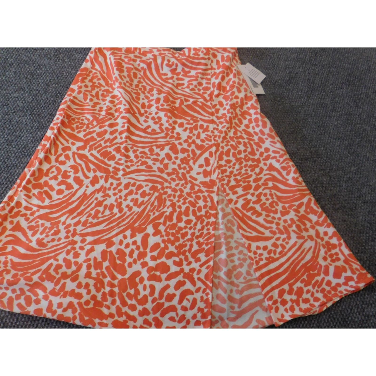 Vintage JustFab Skirt Women L Orange A-Line Knee Length Slit Zipper Knit Cotton Vintage No Size 36" / US 14 / IT 50 - 2 Thumbnail