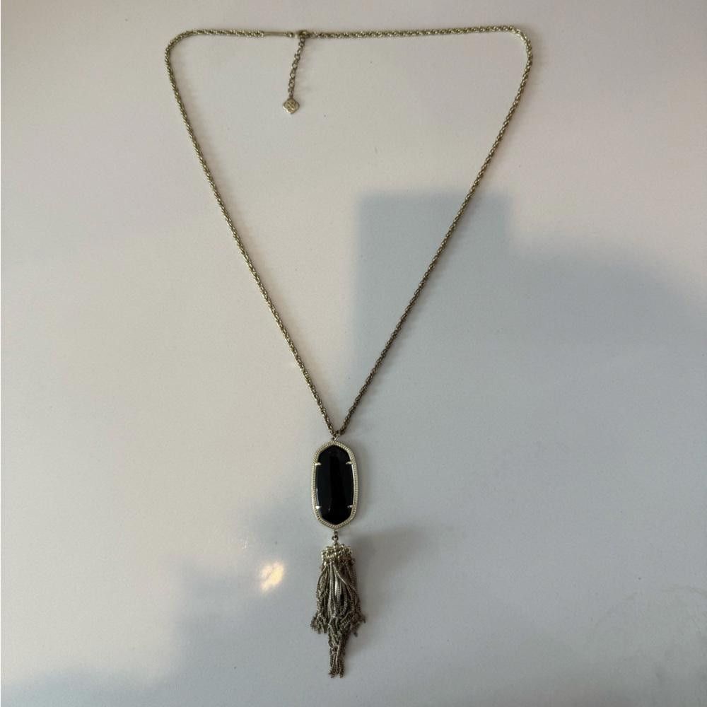 Designer Kendra Scott Rayne Long Black and Gold Tassel Necklace Size ONE SIZE - 2 Thumbnail