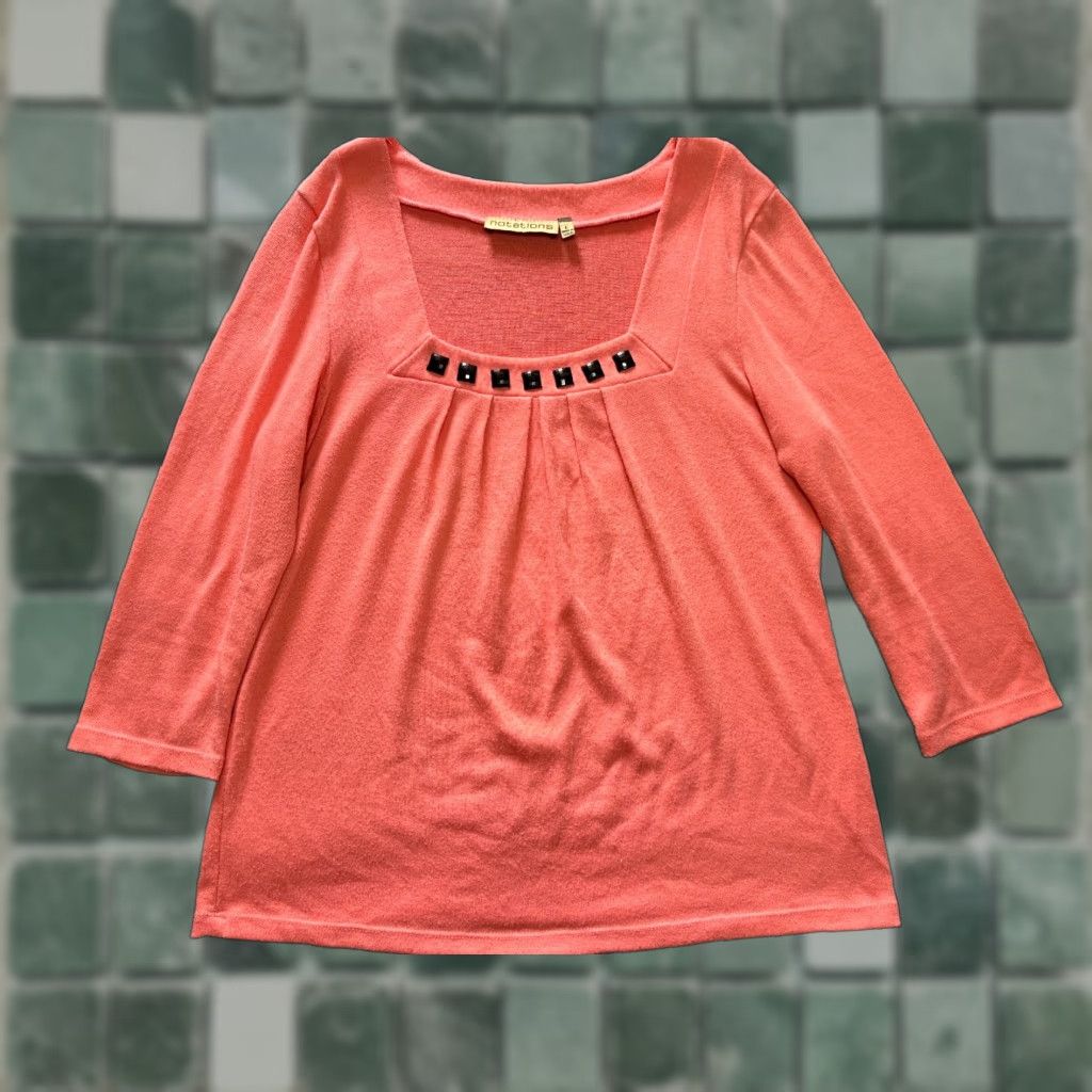 Vintage VINTAGE Notations Sweater Shirt Womens XL Pink Knit Long Sleeve Beaded Blouse Size XL / US 12-14 / IT 48-50 - 1 Thumbnail