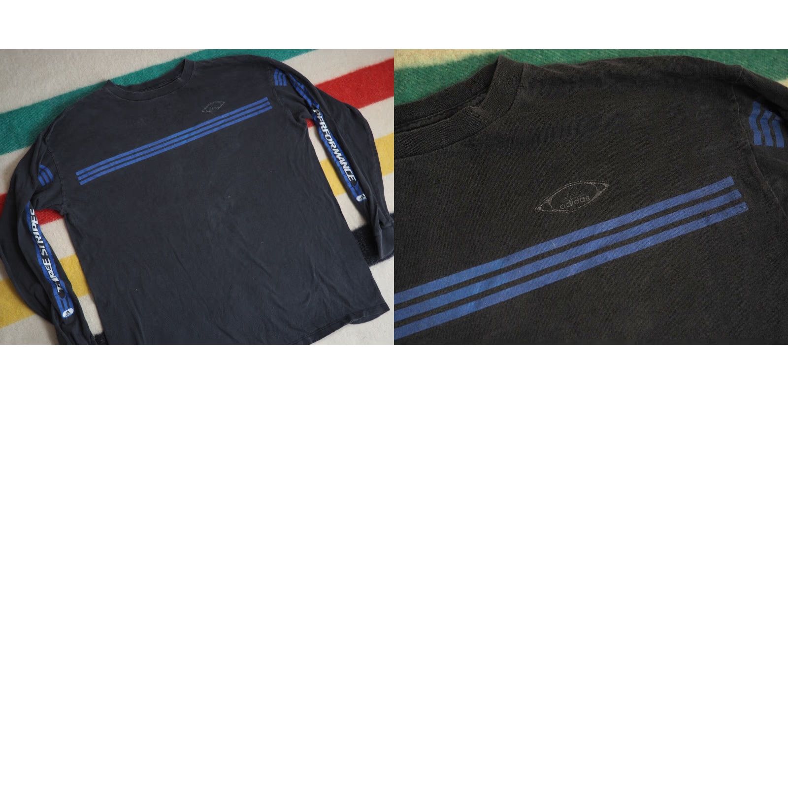 Adidas VINTAGE Adidas Striped Black Retro USA Made Faded L/S Logo Tee XL Mens Shirt X-Large Black 90s Graphic Tee Size US XL / EU 56 / 4 - 8 Thumbnail