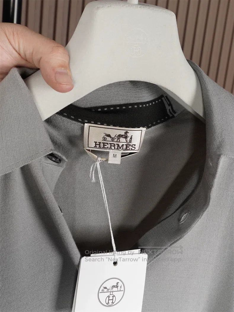 Hermes Hermes Grey Knit Long Sleeve Polo Size US M / EU 48-50 / 2 - 4 Thumbnail