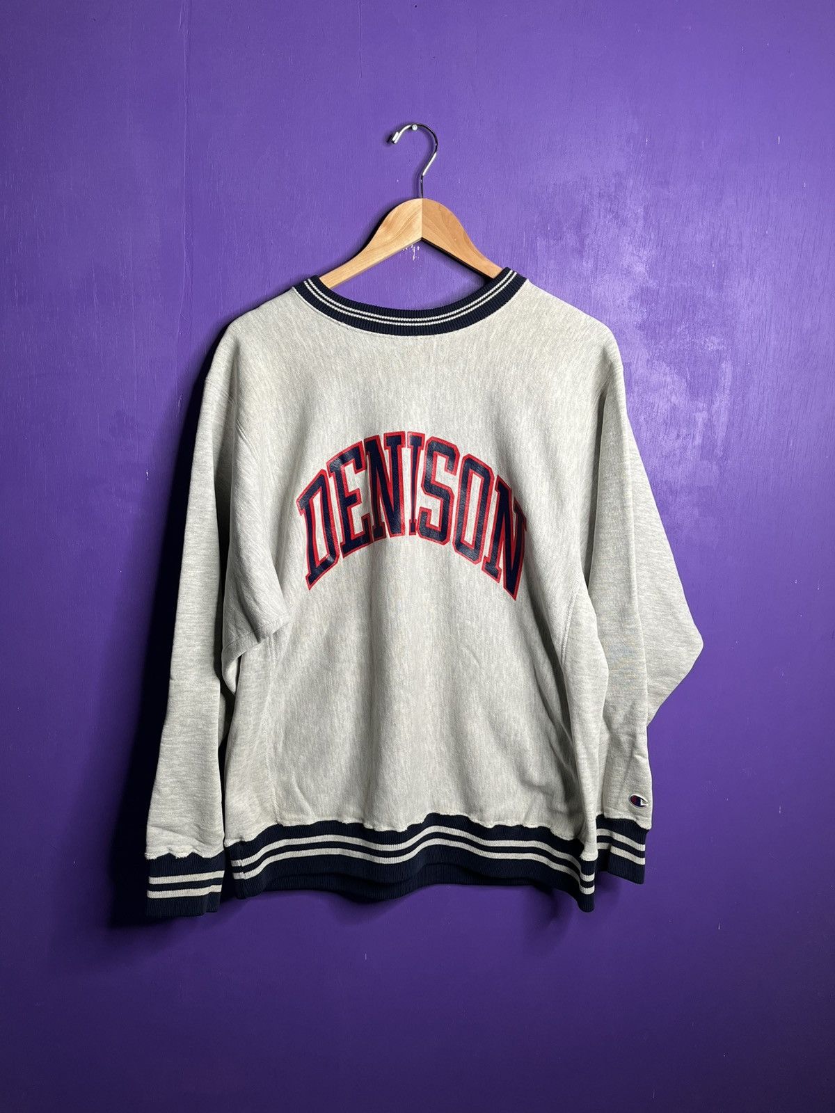 Champion × Vintage Vintage 90s Champion Denison ringer crewneck Size US L / EU 52-54 / 3 - 1 Thumbnail