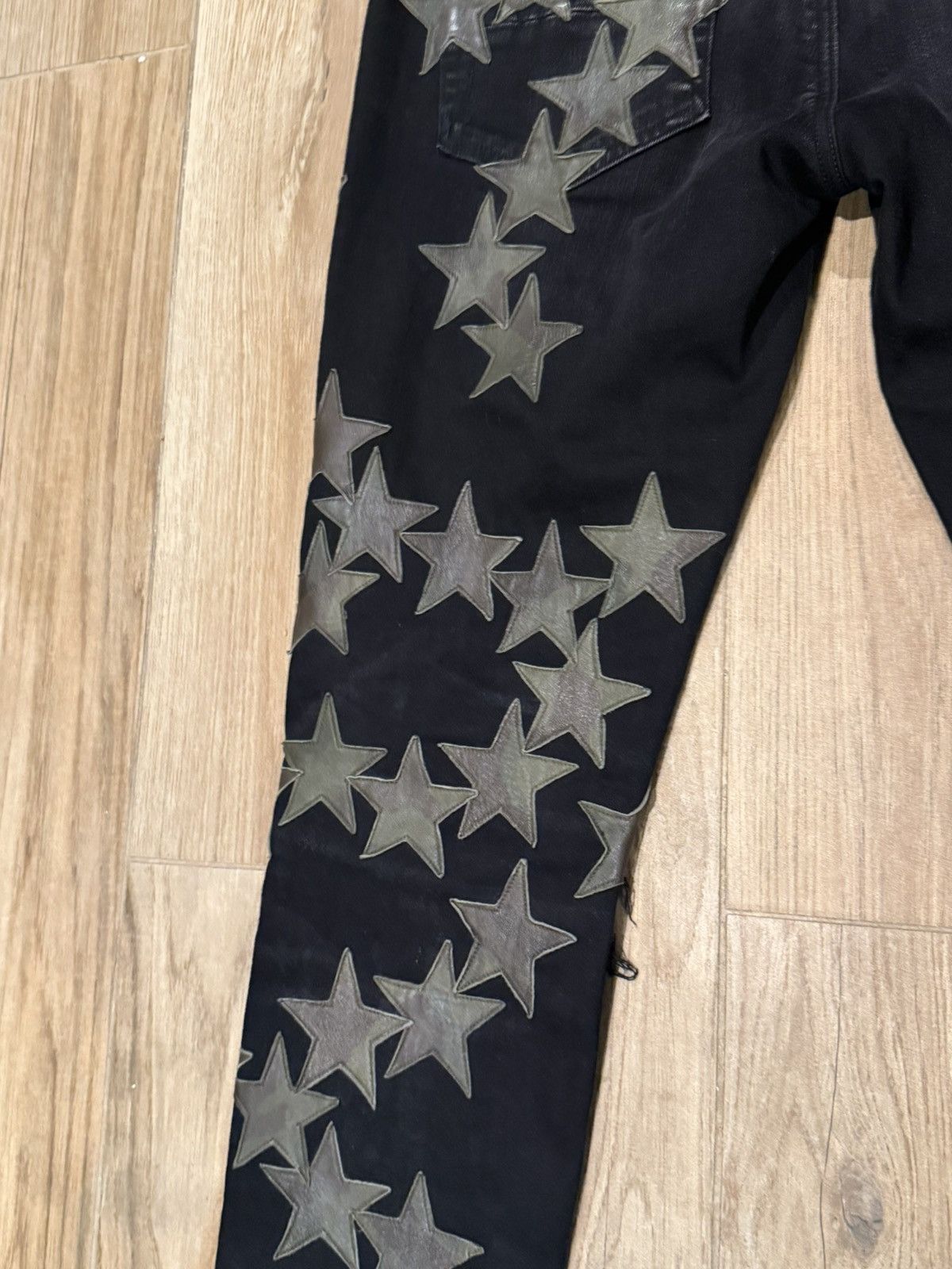 Amiri Amiri X Chemist Camo Leather Star Patch Blk Denim Jeans Size US 32 / EU 48 - 11 Thumbnail