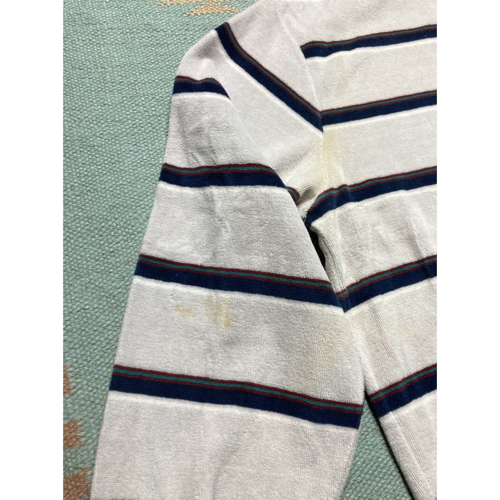 Vintage VINTAGE Polo Shirt Long Sleeve XL Velour Striped Adult 70s 80s Size US XL / EU 56 / 4 - 4 Thumbnail
