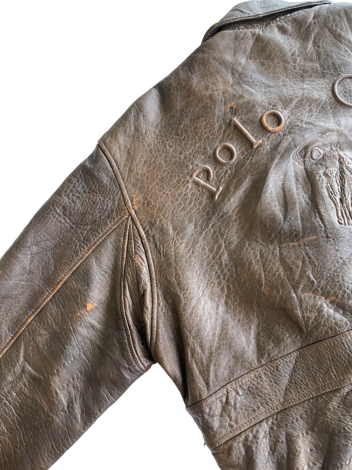 Vintage Vintage Polo Club Leather Bomber Jacket Size US L / EU 52-54 / 3 - 22 Thumbnail