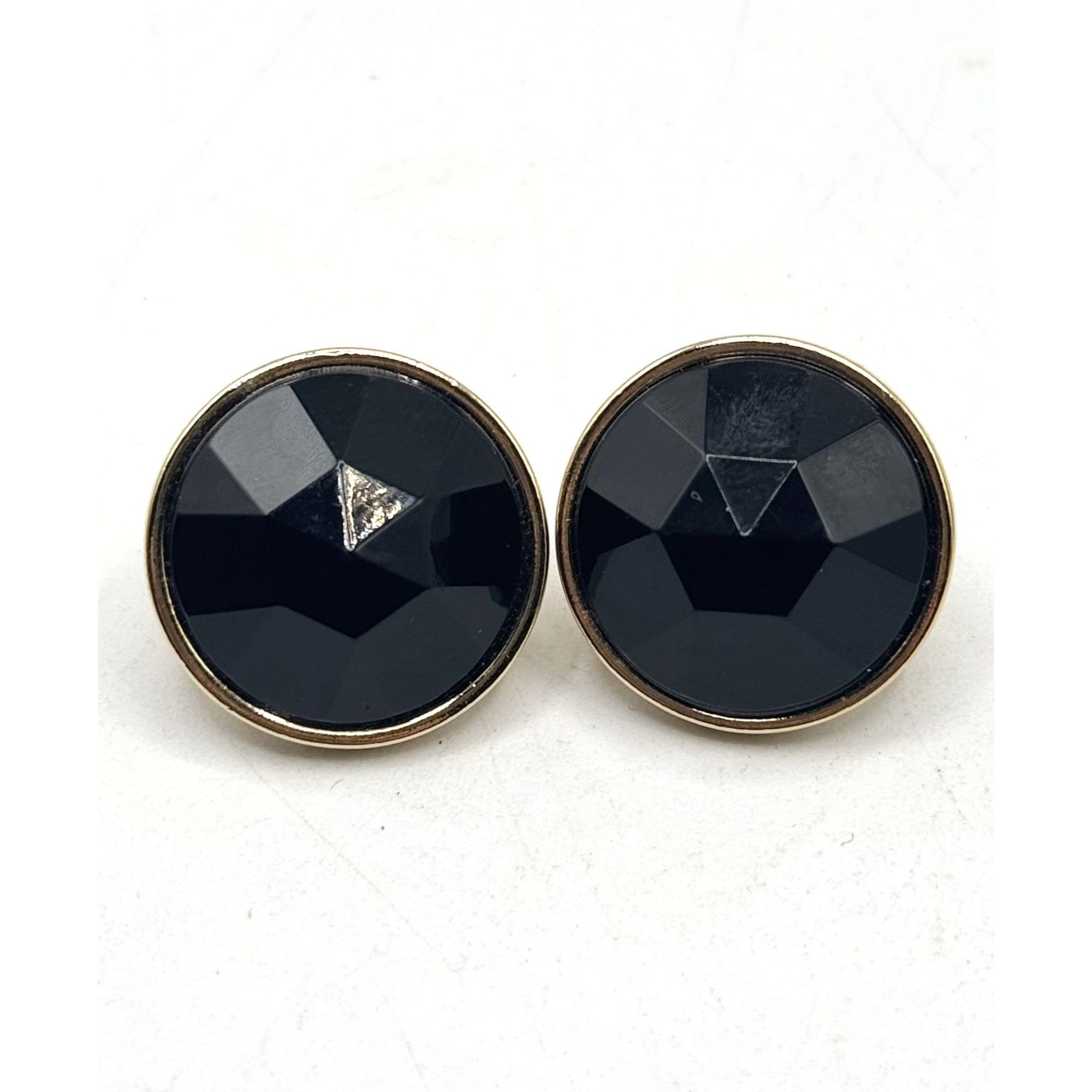 Vintage Vintage black faceted rhinestone clip on earrings Size ONE SIZE - 1 Thumbnail
