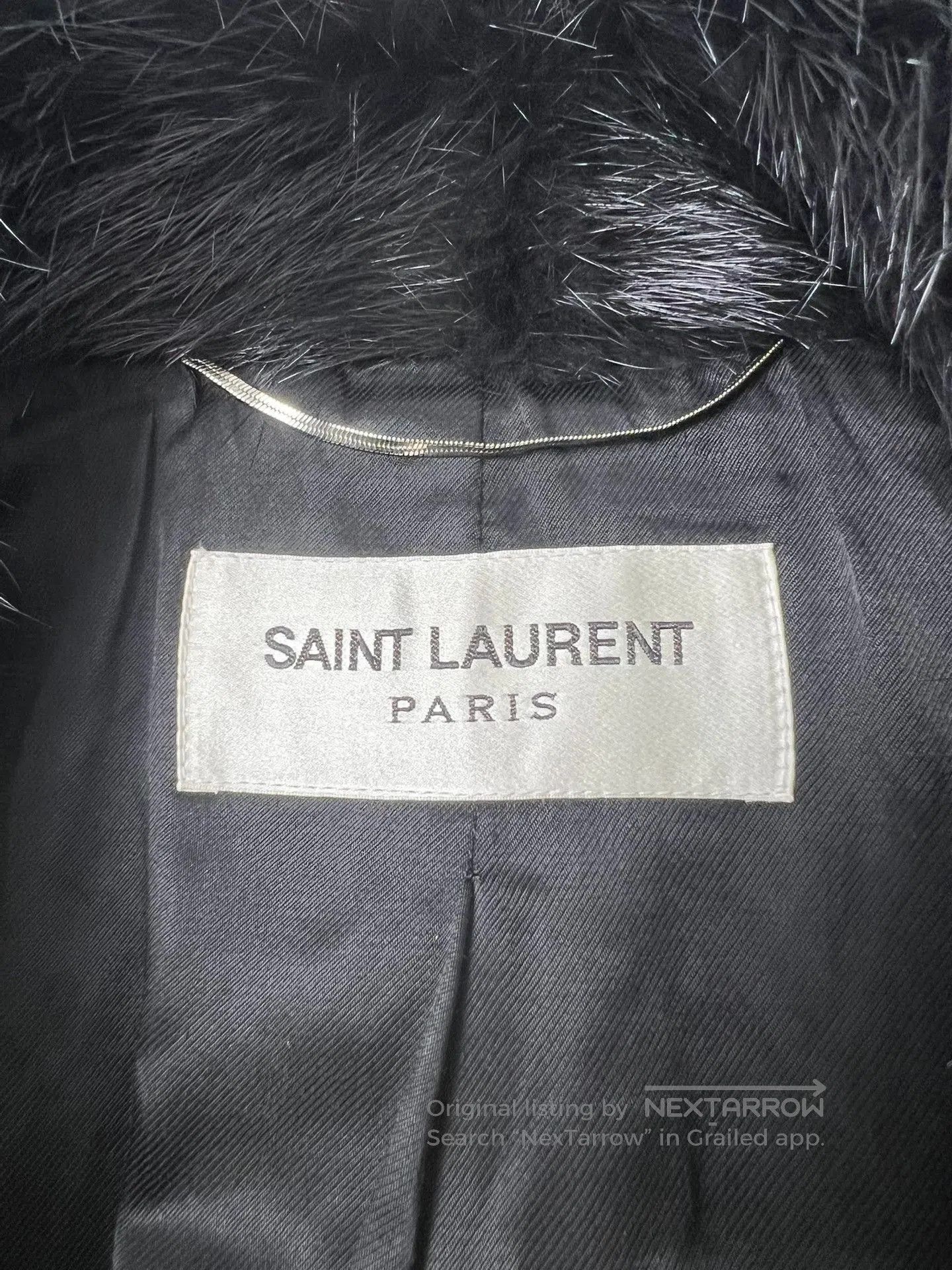 Saint Laurent Paris Saint Laurent Black Wool Coat with Fur Collar. Size US M / EU 48-50 / 2 - 5 Thumbnail