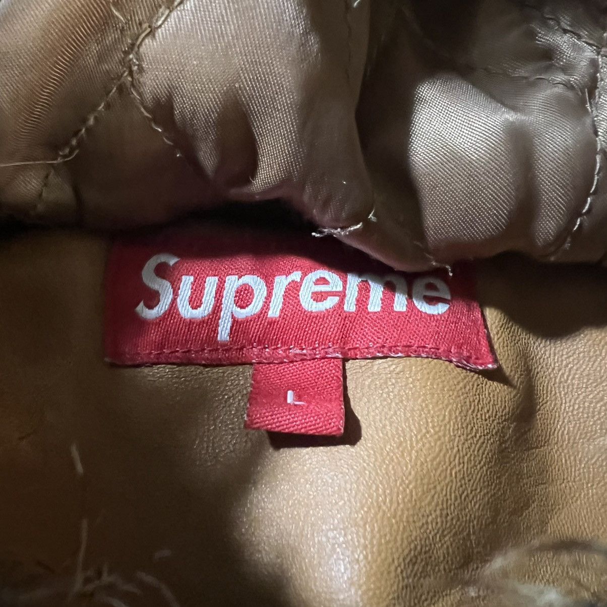 Supreme Supreme FW15 Tan Leather Down Puffer Jacket Fur Trim Size US L / EU 52-54 / 3 - 3 Thumbnail