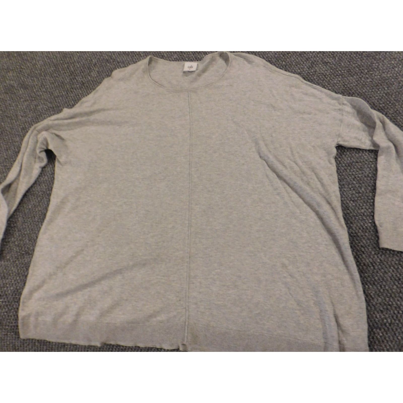 Vintage cabi Sweater Pullover Crew Neck Long Sleeve Gray M Regular Women Stretch Embroidered Knit Cotton Vintage? No Size M / US 6-8 / IT 42-44 - 2 Thumbnail