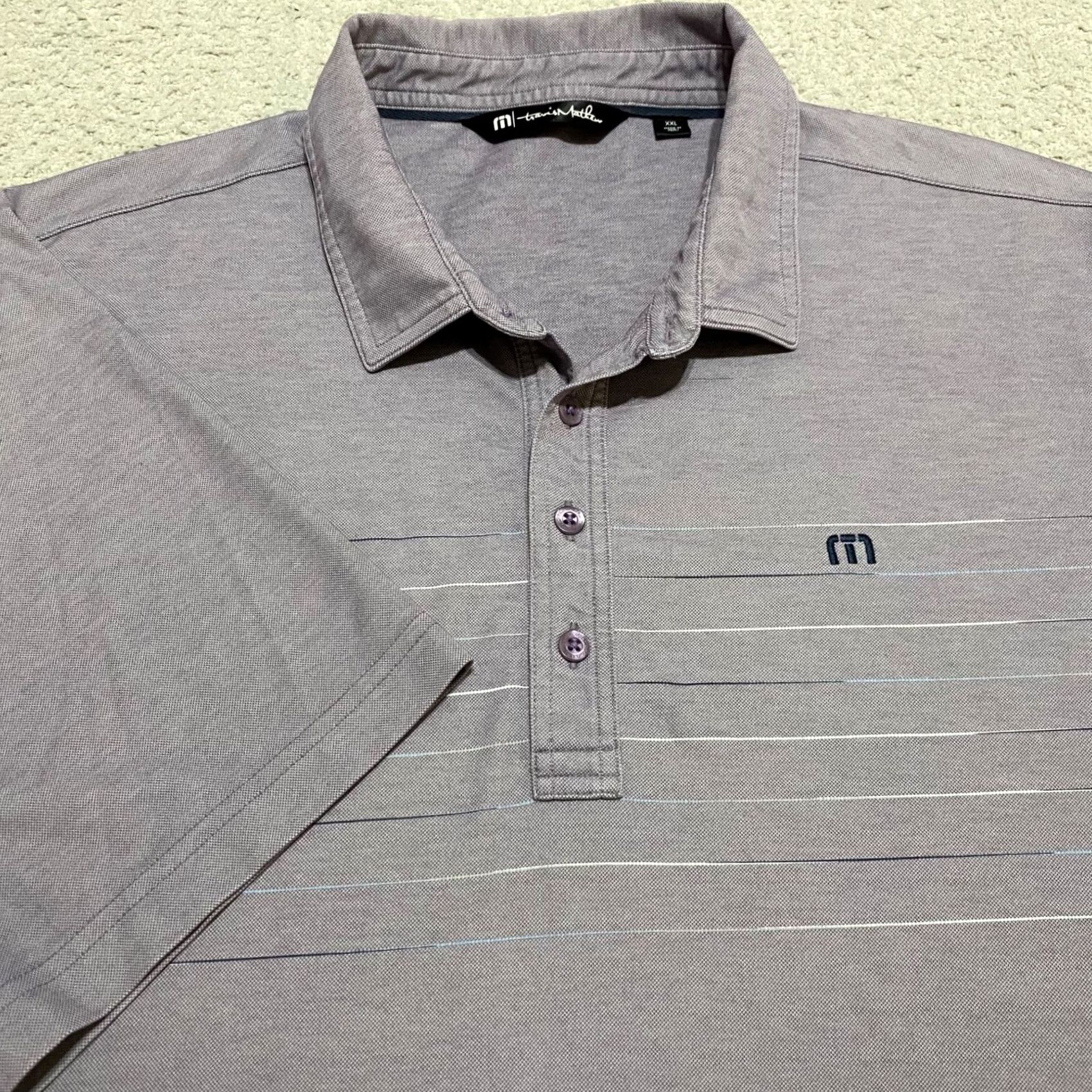 TravisMathew Travis Mathew Mens Polo Golf Shirt Solid Gray Short Sleeve 2XL Casual Logo Athletic Outdoor Size US XXL / EU 58 / 5 - 5 Thumbnail