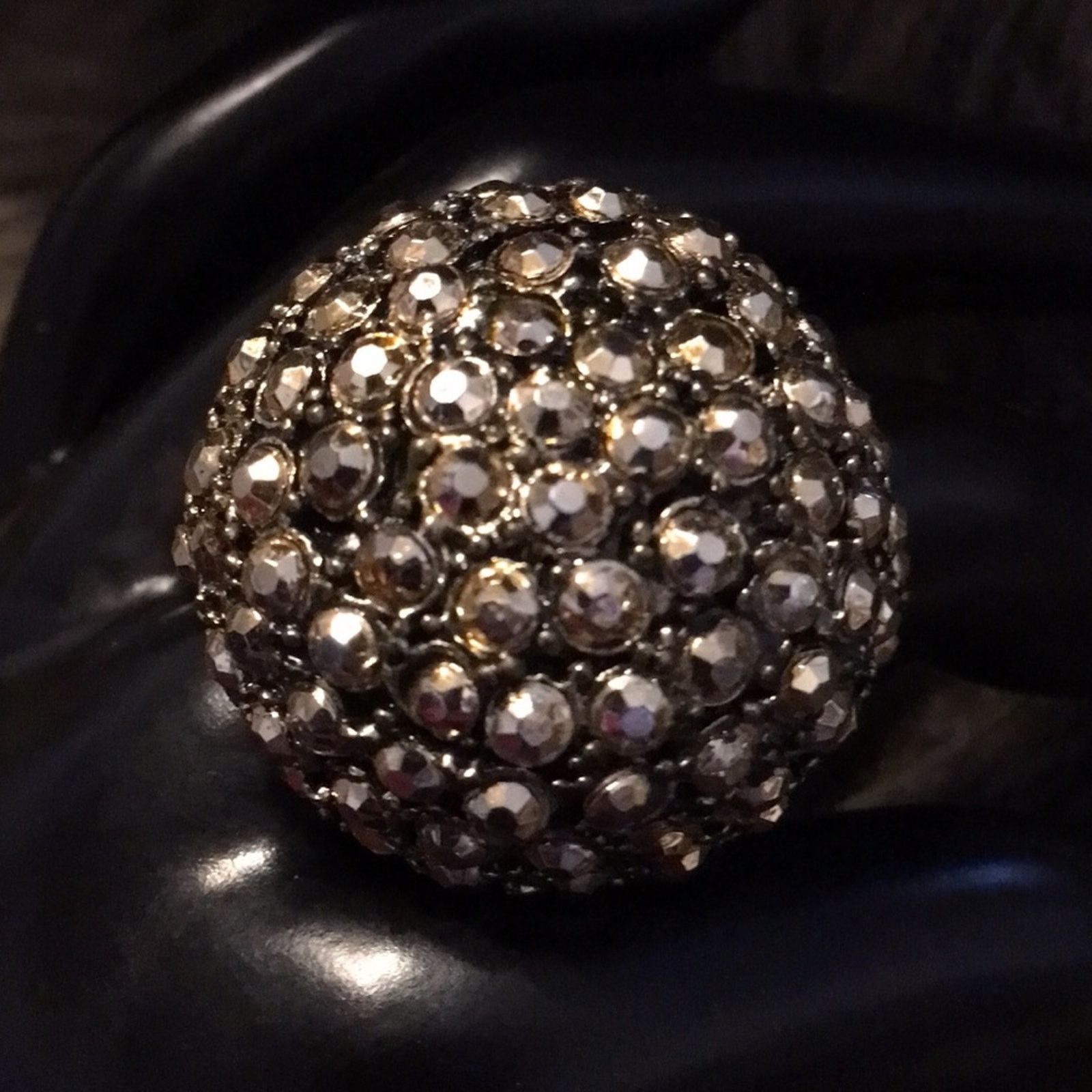 Jewelry Gold tone faceted stone dome stretch ring Size ONE SIZE - 4 Thumbnail
