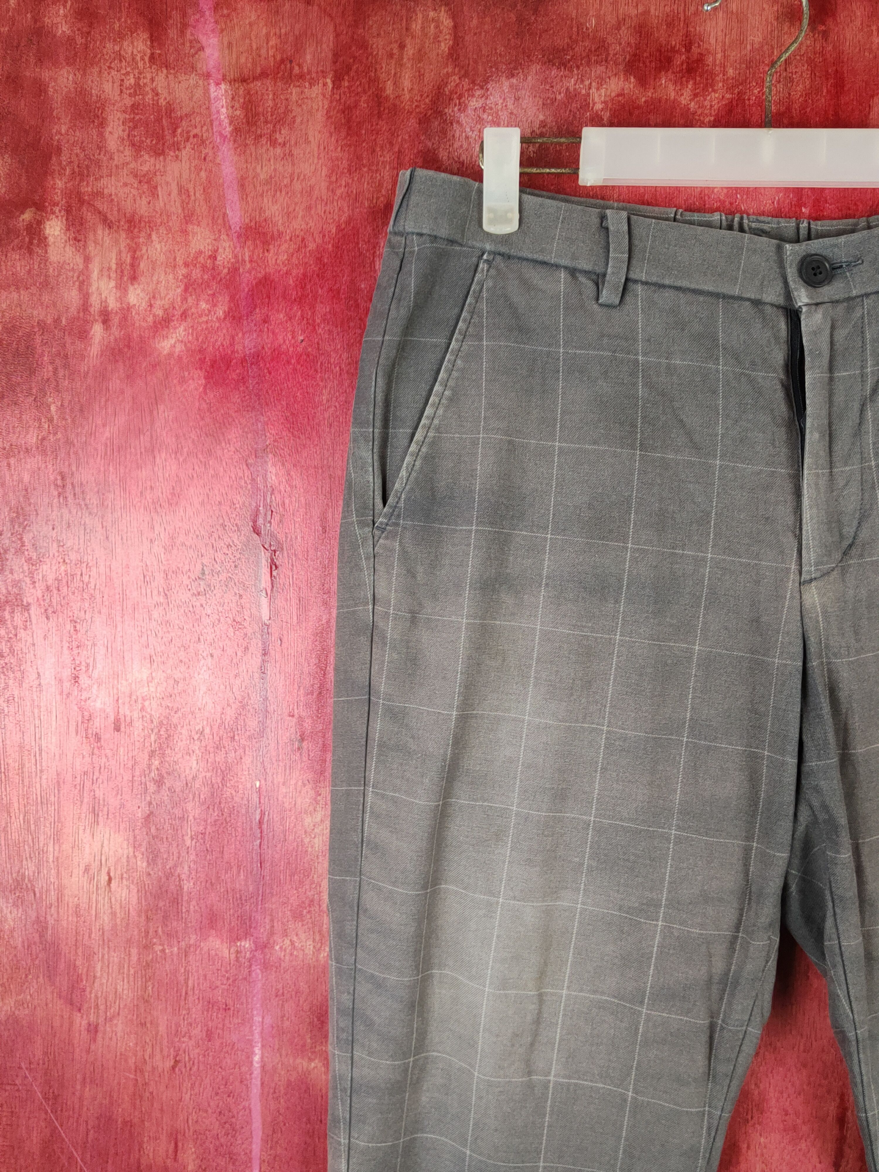 Japanese Brand × Vintage Uniqlo Dark Gray Faded checkered Jogger Pants #S2268 Size US 32 / EU 48 - 3 Thumbnail
