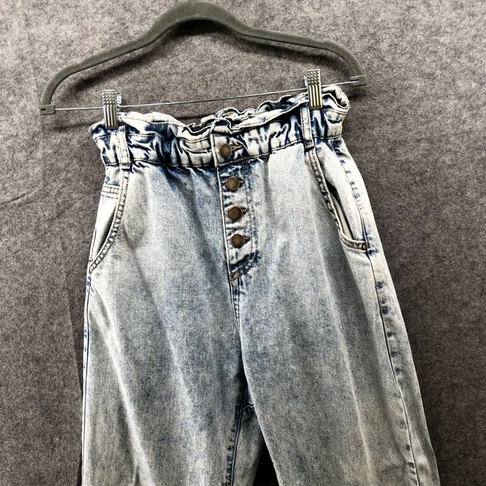 Zara Zara High Rise Tapered Jeans Womens 4 Blue Acid Wash Paper Bag Relaxed Button Jeans Size 27" / US 4 / IT 40 - 3 Thumbnail