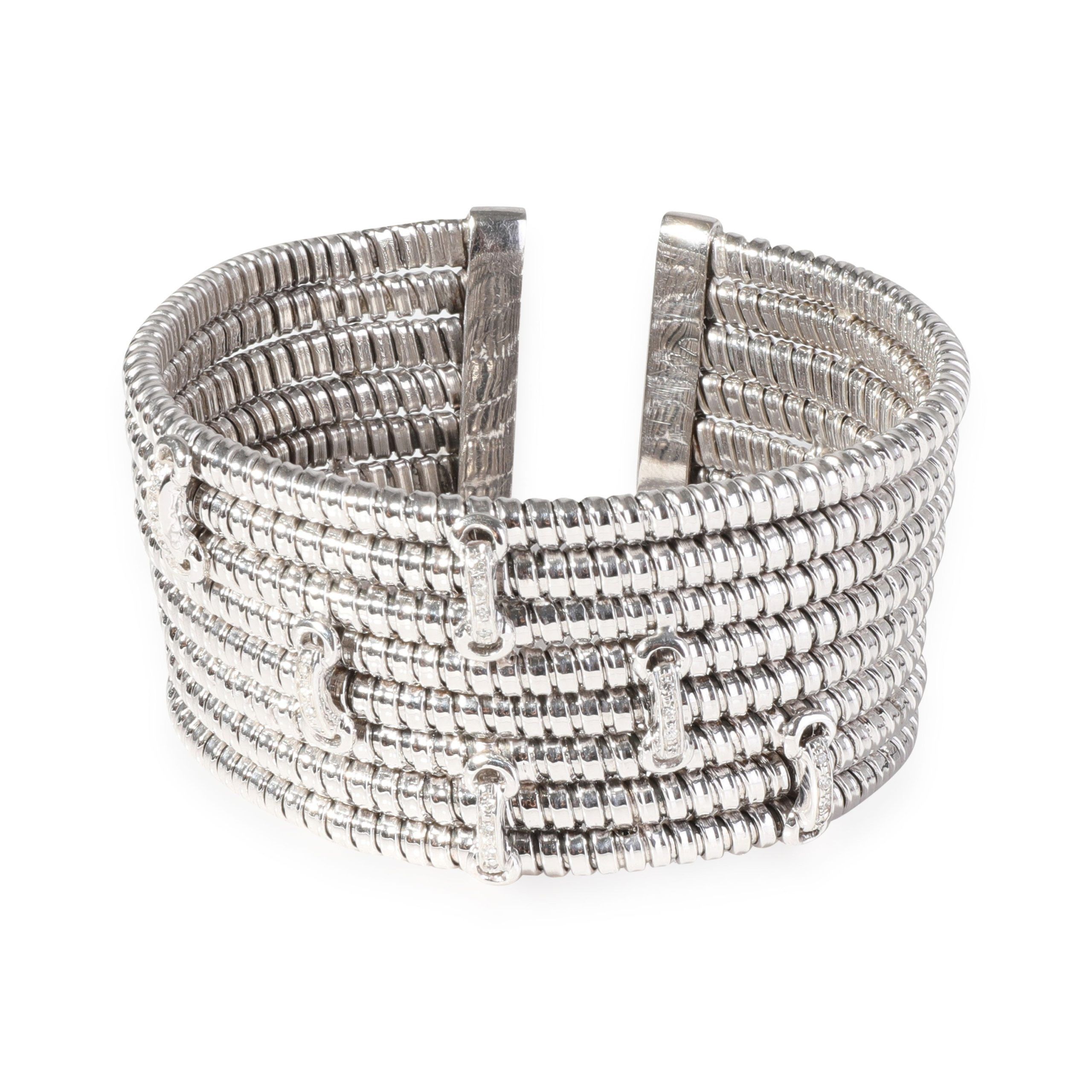 Pierez di Guiseppe Perez 8 Wrapped Coils Cuff 18k White Gold 0.25 CTW