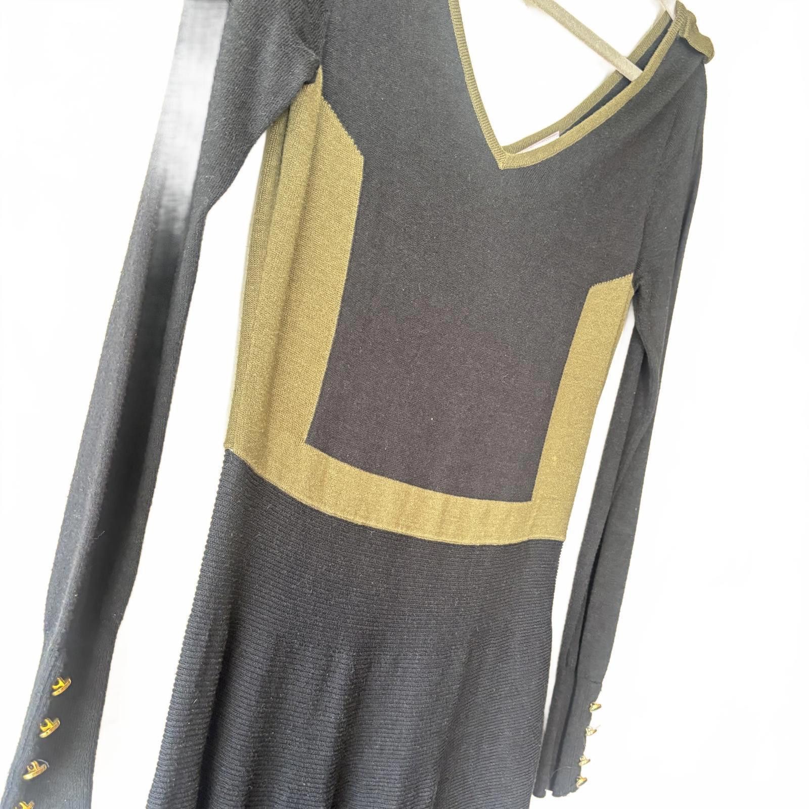 Other Romeo & Juliet Couture Long Sleeve Black & Olive Knit Dress Size S / US 4 / IT 40 - 3 Thumbnail