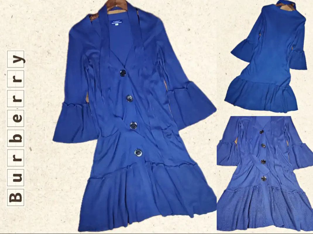 Burberry Burberry Blue Cotton Blend Embroidered Dress Size S / US 4 / IT 40 - 1 Thumbnail