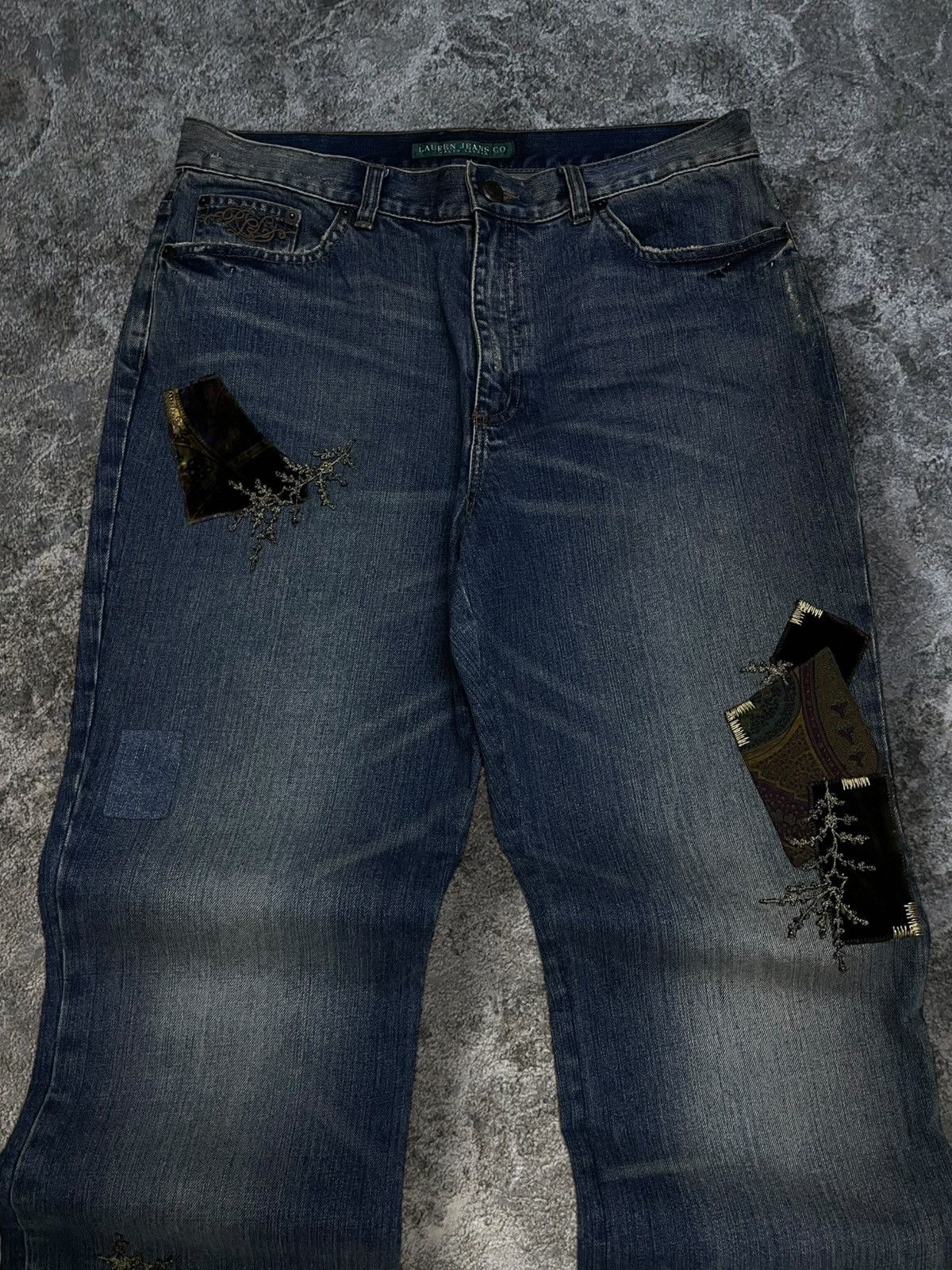 Designer × Polo Ralph Lauren × Vintage Vintage Designer Polo Ralph Lauren Flared Patchwork Jeans Size US 32 / EU 48 - 8 Thumbnail