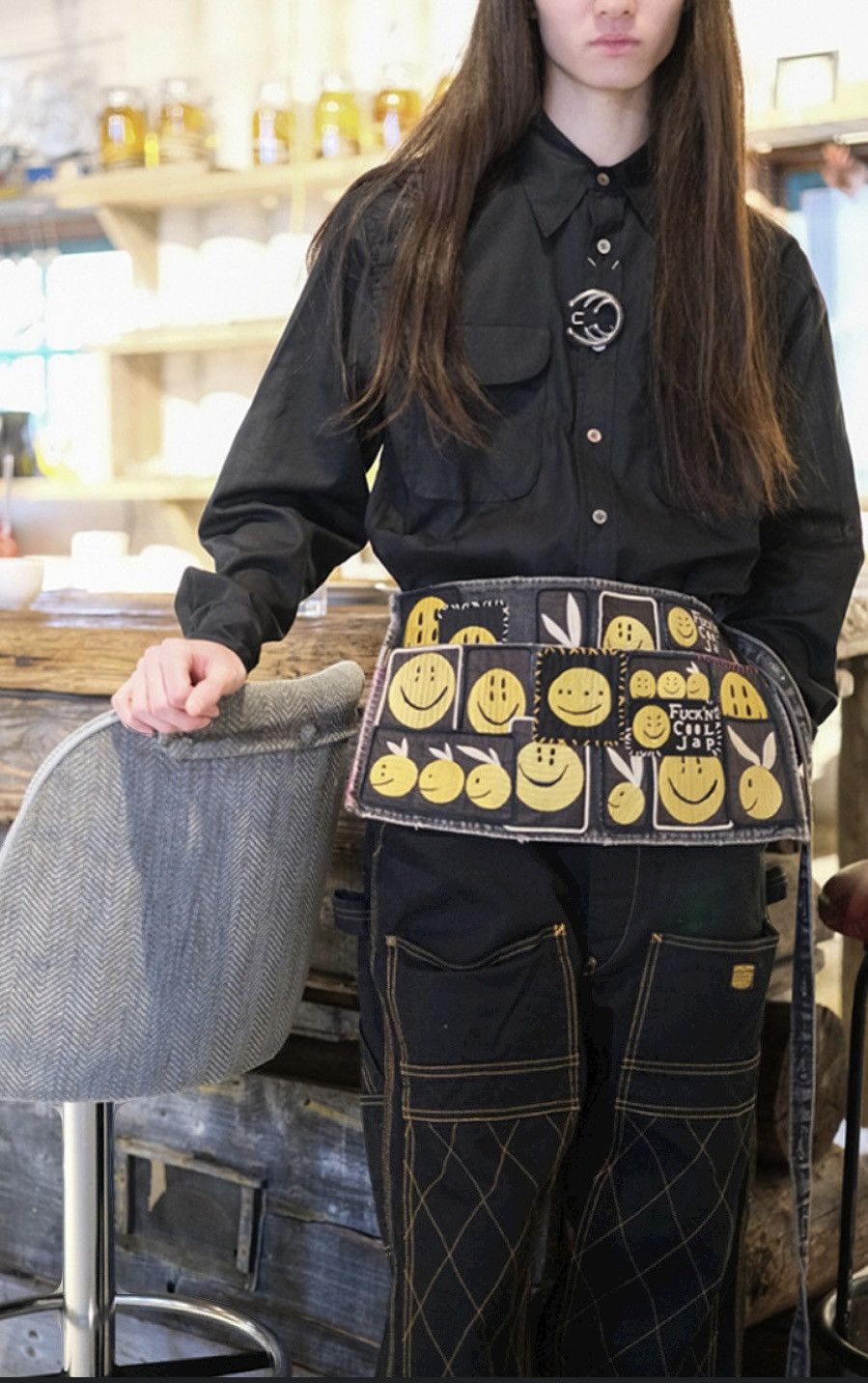 Kapital × Kapital Kountry 14Oz Black Denim 2Way ad Apron (RAINBOWY INSANE Remake) Size ONE SIZE - 7 Thumbnail