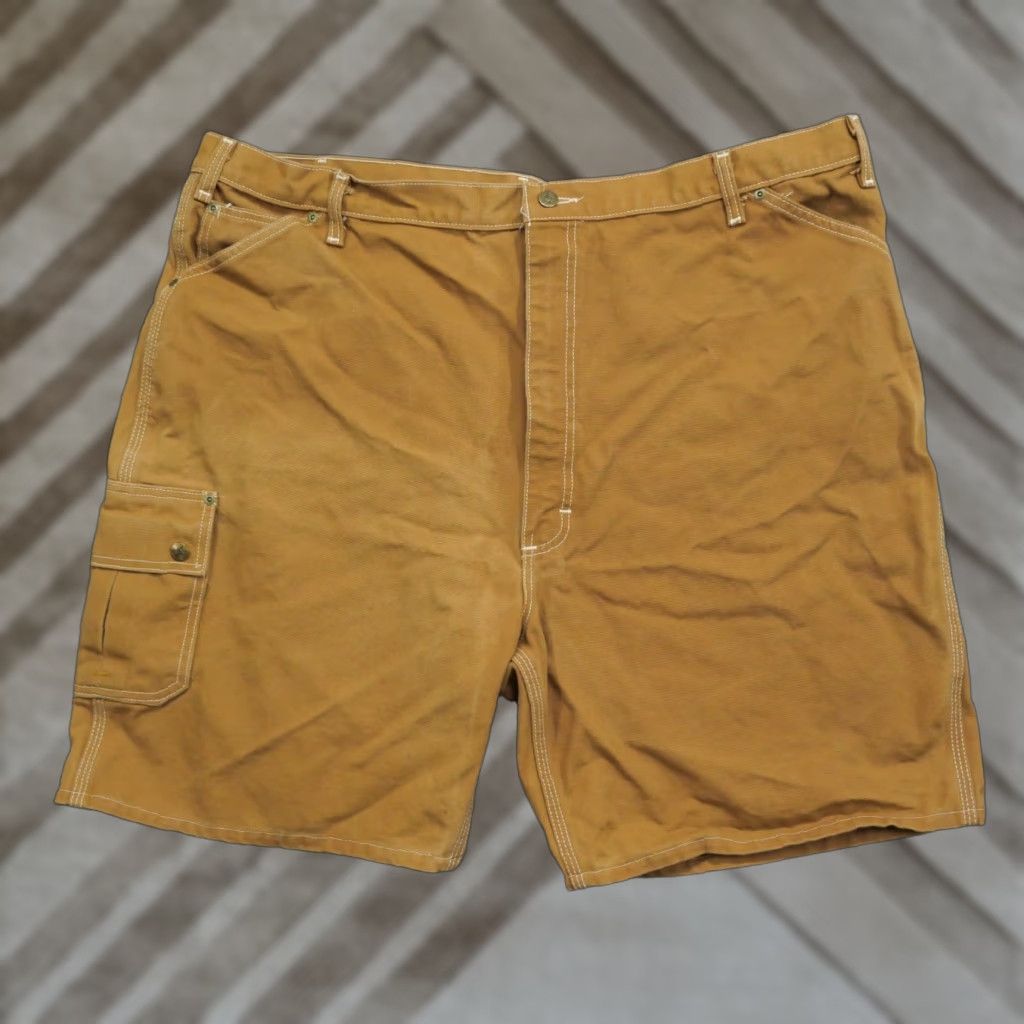 Vintage VINTAGE CAT Cargo Shorts Mens 44 Brown Canvas Workwear Relaxed Cargo Pocket 8in Inseam Summer Mens Brown CAT Shorts Size US 44 / EU 60 - 1 Thumbnail