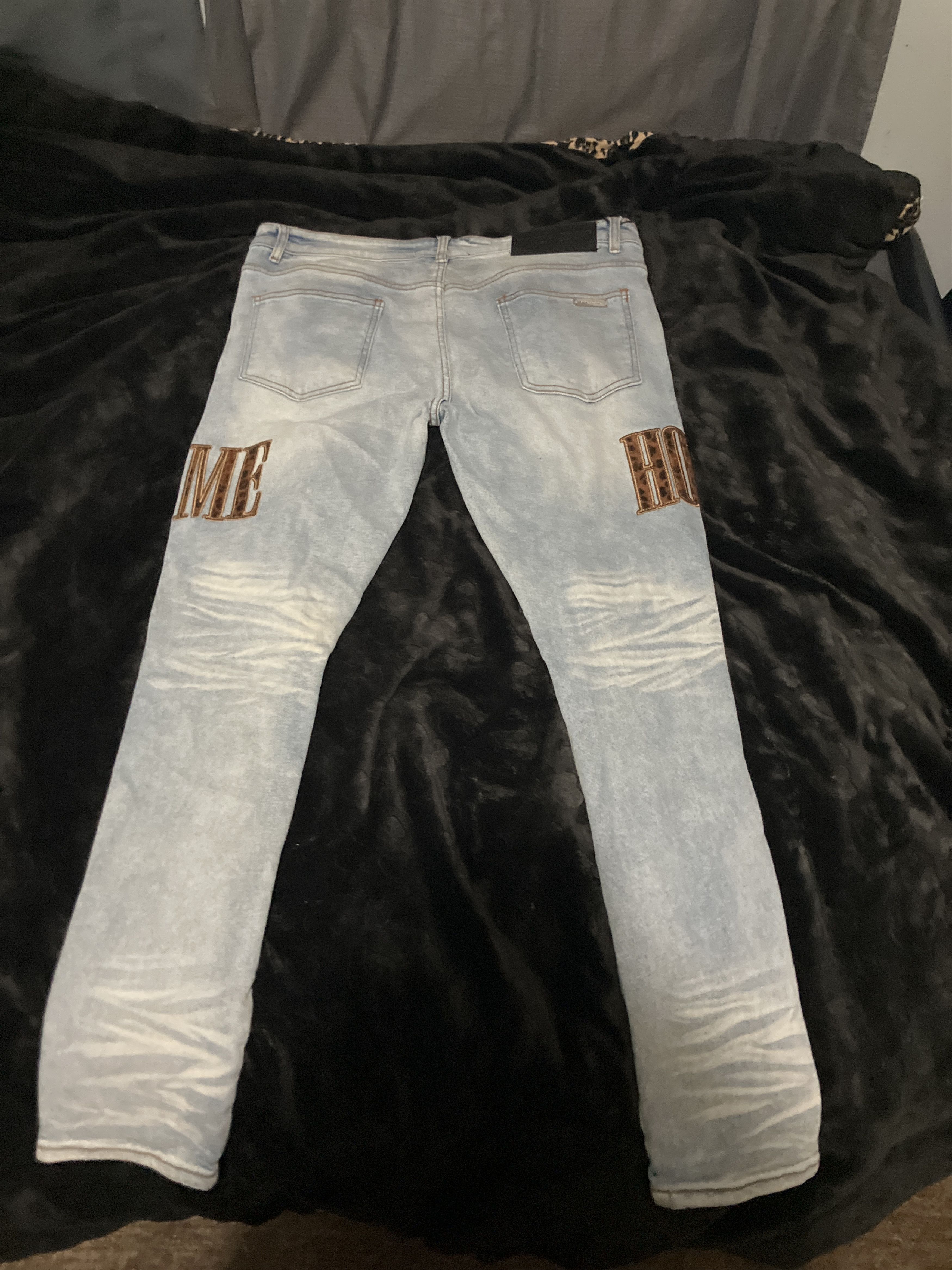 Homme + Femme La Homme Femme Jeans Letterman Denim Blue With Cheetah Letters Size US 36 / EU 52 - 3 Thumbnail