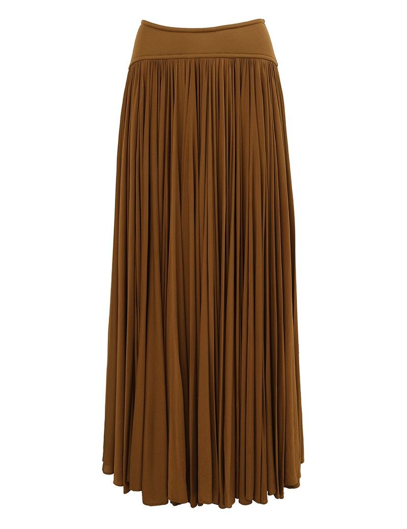 Zimmermann oc11z0226 Illuminate Gathered Maxi Skirt in Khaki Size 30" / US 8 / IT 44 - 1 Thumbnail