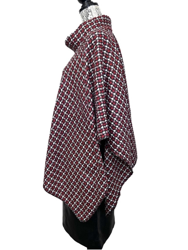 Other Vintage handmade red plaid metallic accents Cape Poncho OS Size ONE SIZE - 2 Thumbnail