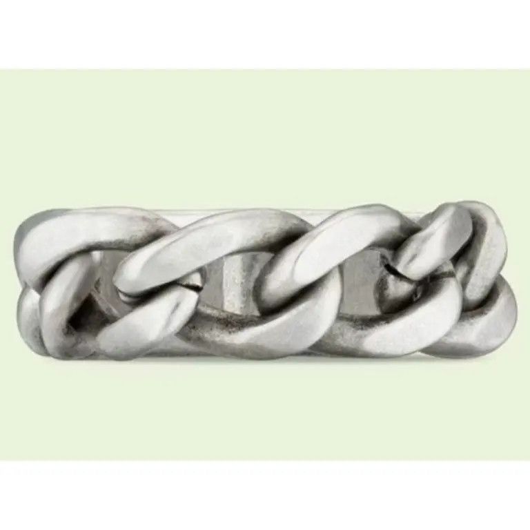 Gucci oc11z0126 Size: 26 / Chain Logo Ring In Silver Size ONE SIZE - 5 Thumbnail
