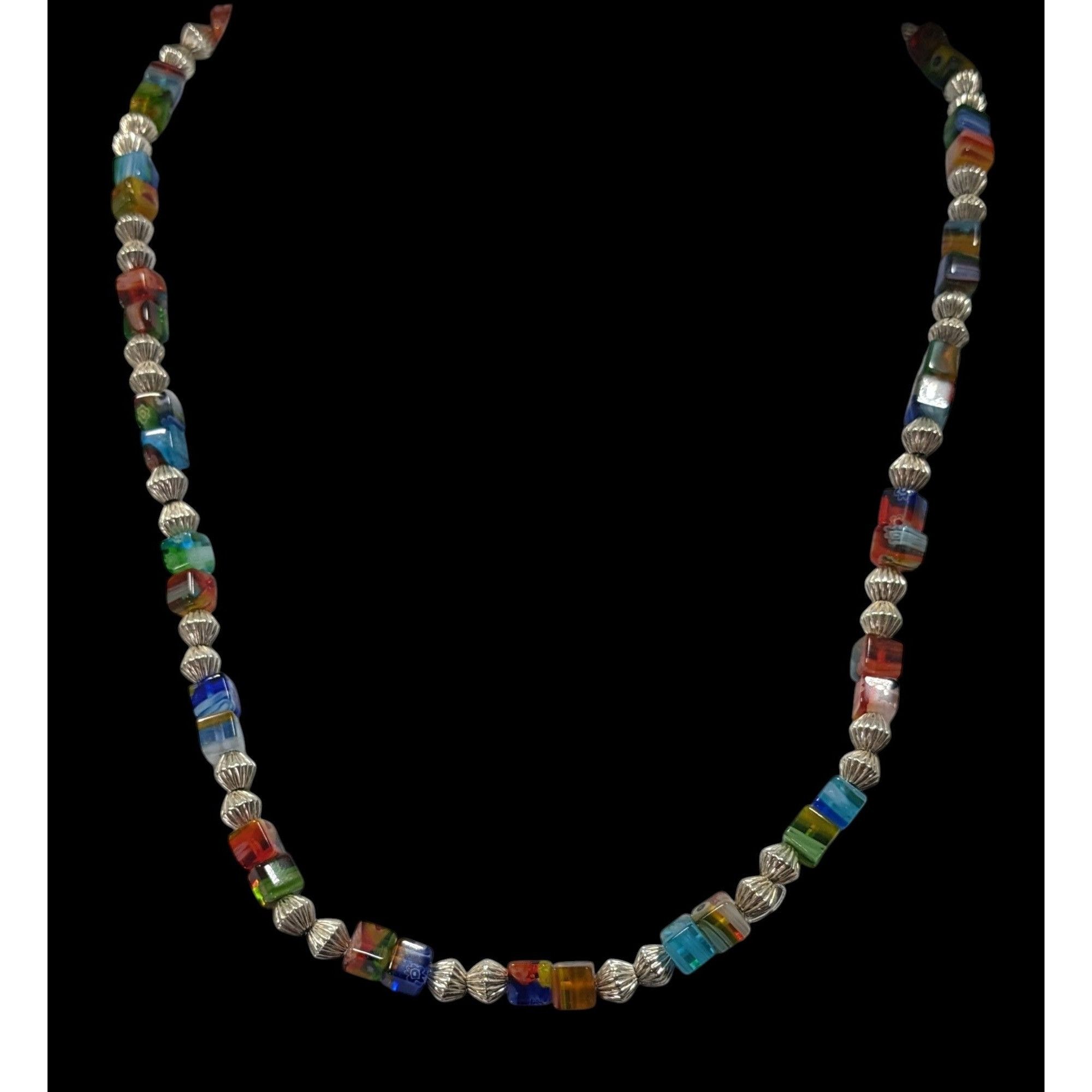 Other Millefiori Glass Cube And Silver Tone Beaded Necklace Size ONE SIZE - 3 Thumbnail