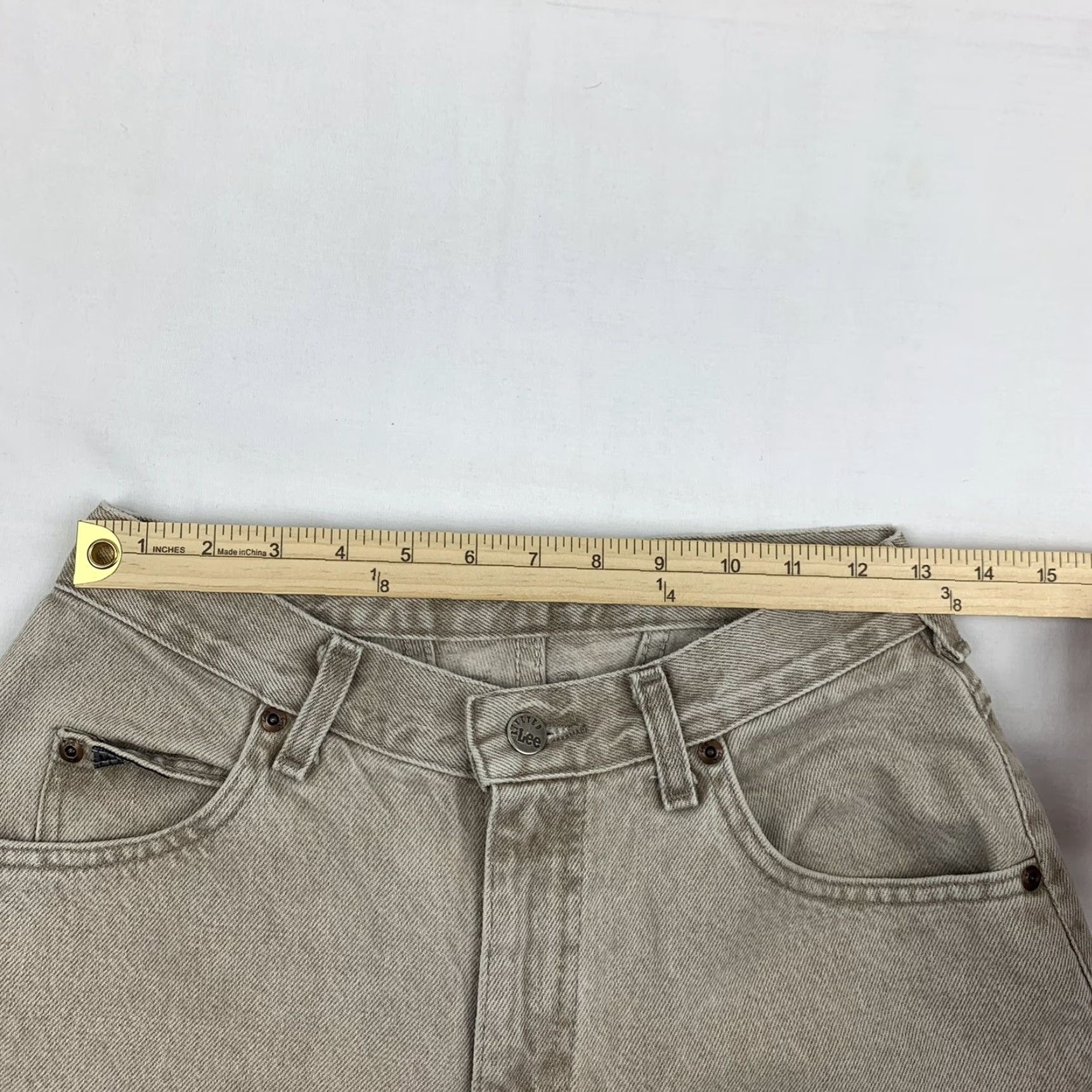 Lee VINTAGE Lee Riveted Jeans Womens 8 Medium Tan Straight Leg 90s Faded USA Size 30" / US 8 / IT 44 - 5 Thumbnail