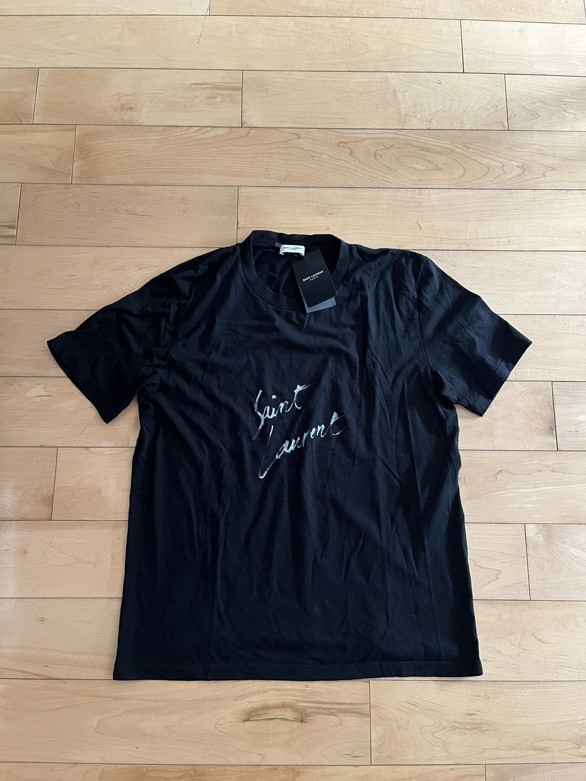 image of NWT - Saint Laurent Paris Signature Logo T-Shirt in Black, Men's (Size Small)