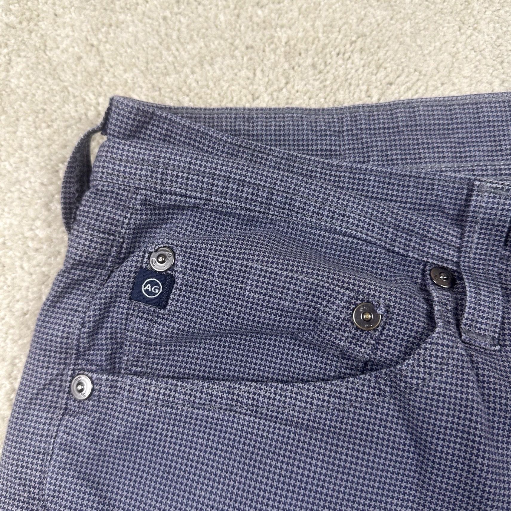 AG Adriano The Everett Slim Straight Jeans Mens 38x34 Purple Check