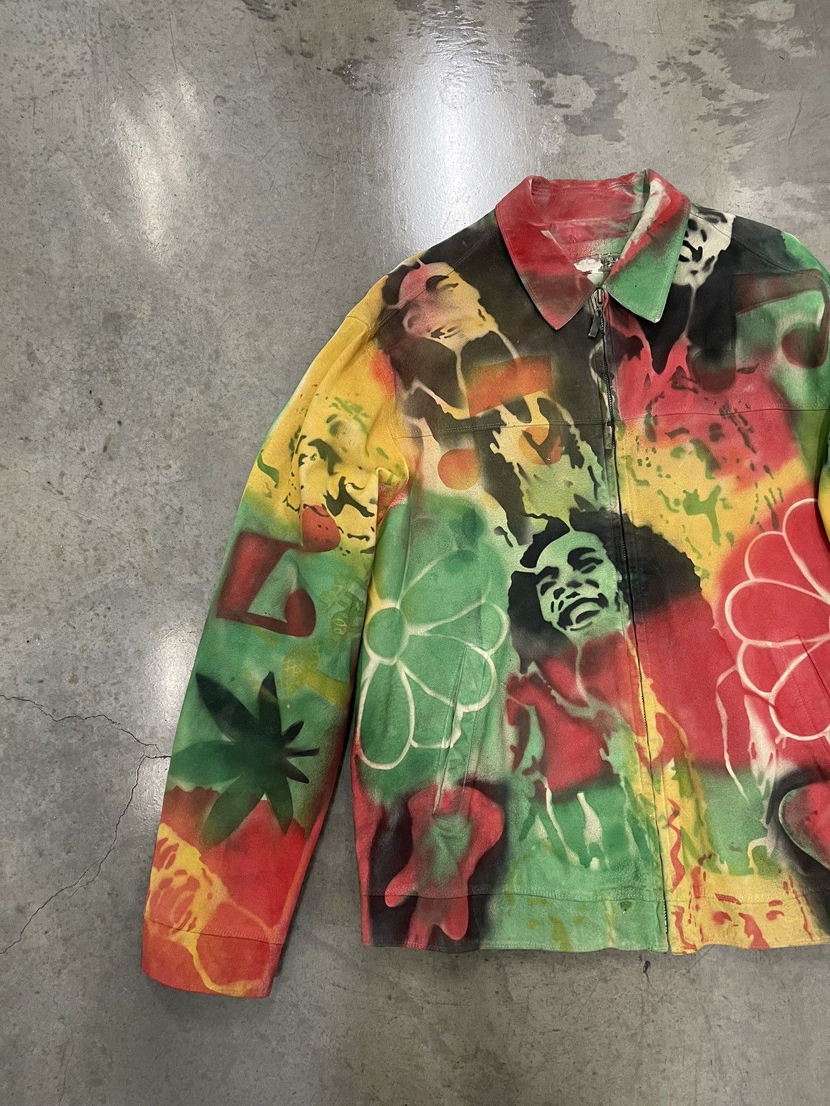 Bob Marley × Vintage “Wisdom Better Than Gold” Bob Marley Painted Leather Jacket Size US M / EU 48-50 / 2 - 3 Thumbnail