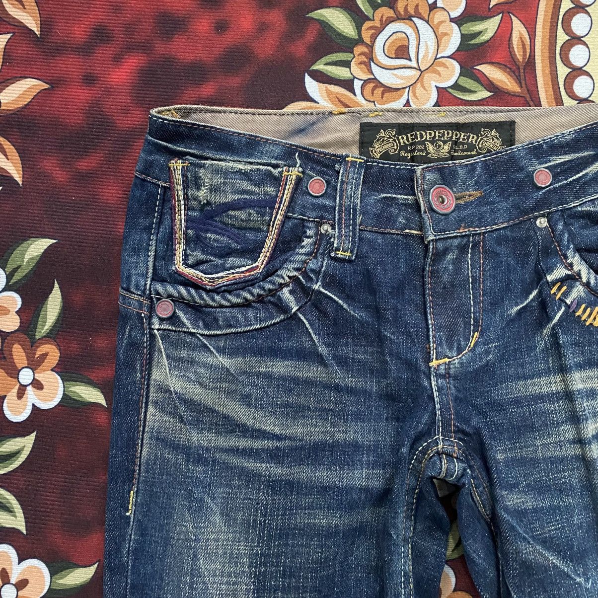 Japanese Brand Vintage Red Pepper Japan Dark Blue Flare Denim Jeans Size US 28 / EU 44 - 5 Thumbnail