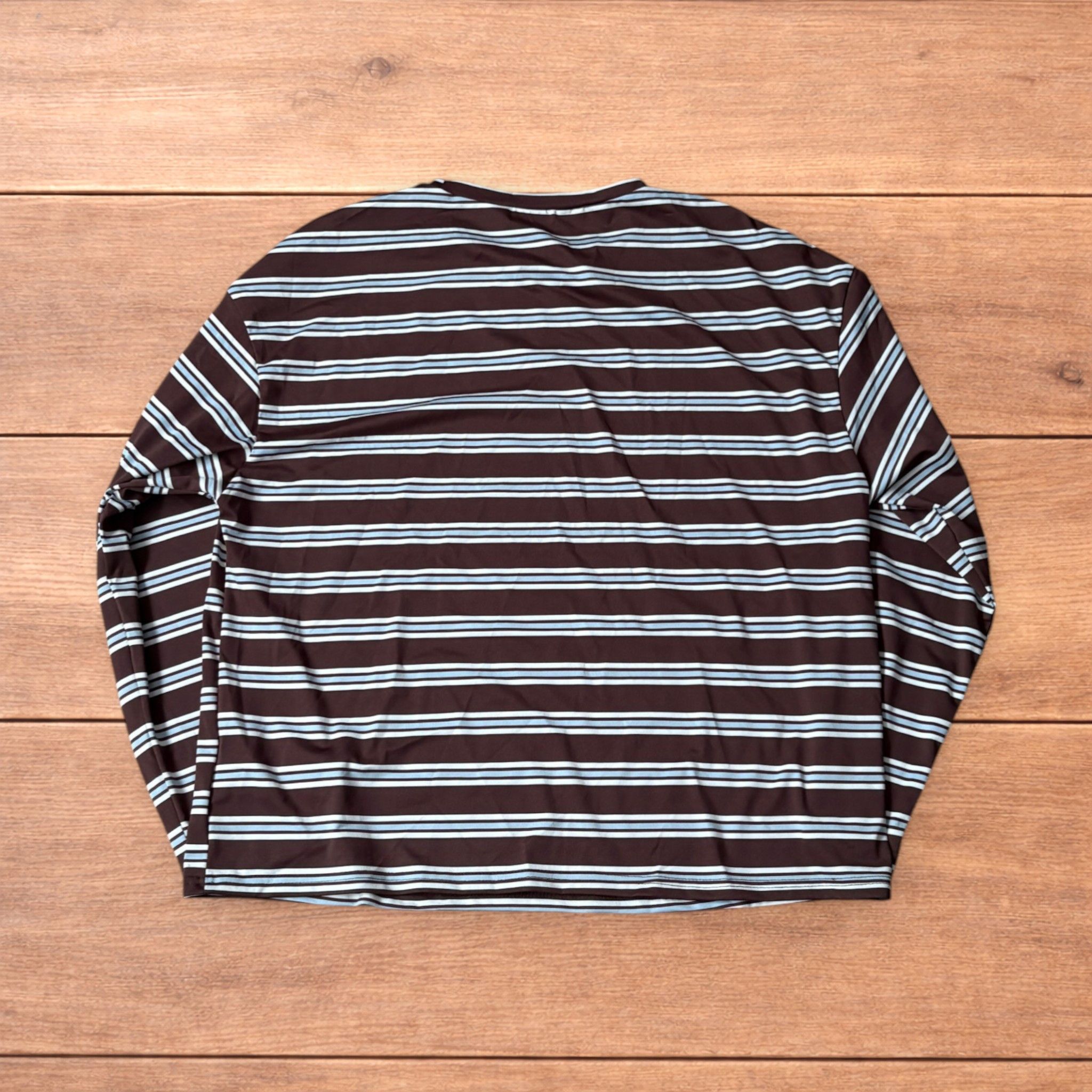 Japanese Brand Relaxed fit striped long sleeve top tshirt in brown/blue. Size US L / EU 52-54 / 3 - 2 Thumbnail