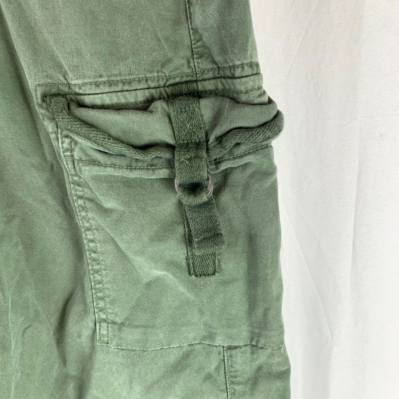 Vintage American Eagle Cargo Pants Womens 2 Olive Green Wide Leg Stretch Utility Size 26" / US 2 / IT 38 - 3 Thumbnail